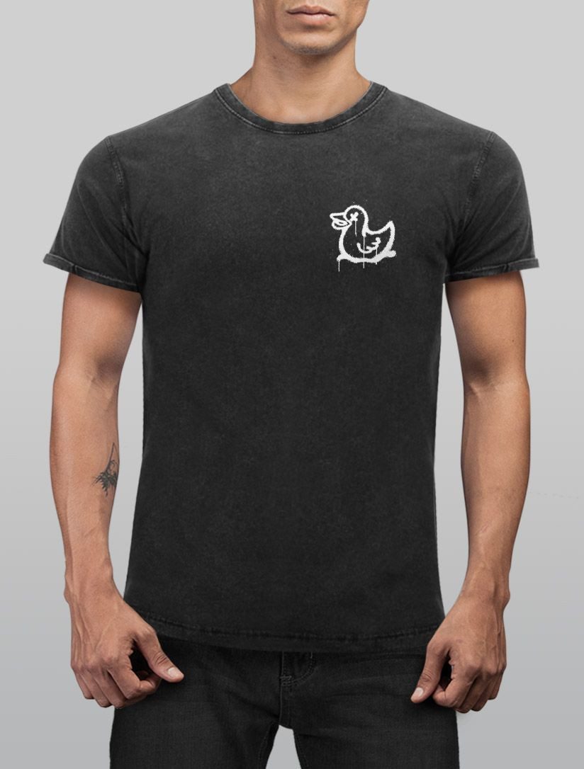 Neverless Print-Shirt Herren Vintage Shirt Drippy Duck Ente Graffiti Style günstig online kaufen