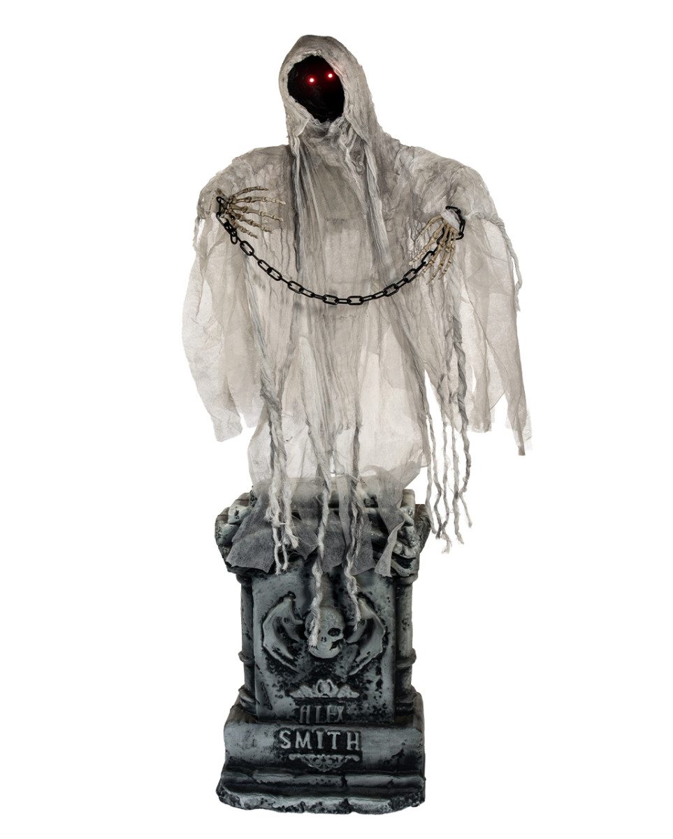 Horror-Shop Dekoobjekt Grabstein mit Kettengeist Halloween Animatronic 13