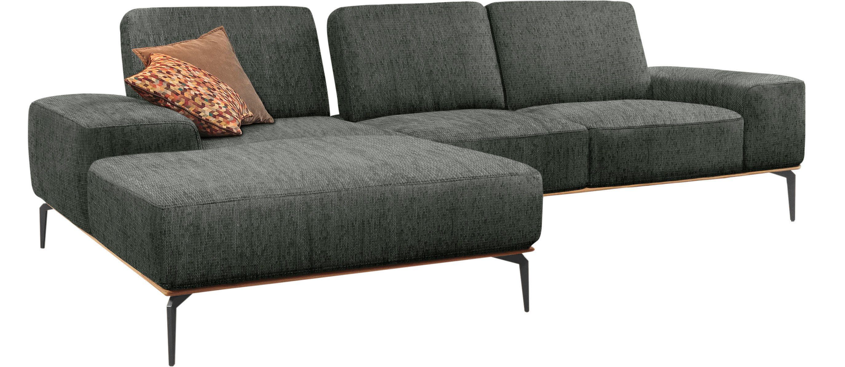 W.SCHILLIG Ecksofa mit in Schwarz run, pulverbeschichtet, Füße cm Breite Holzsockel, 279