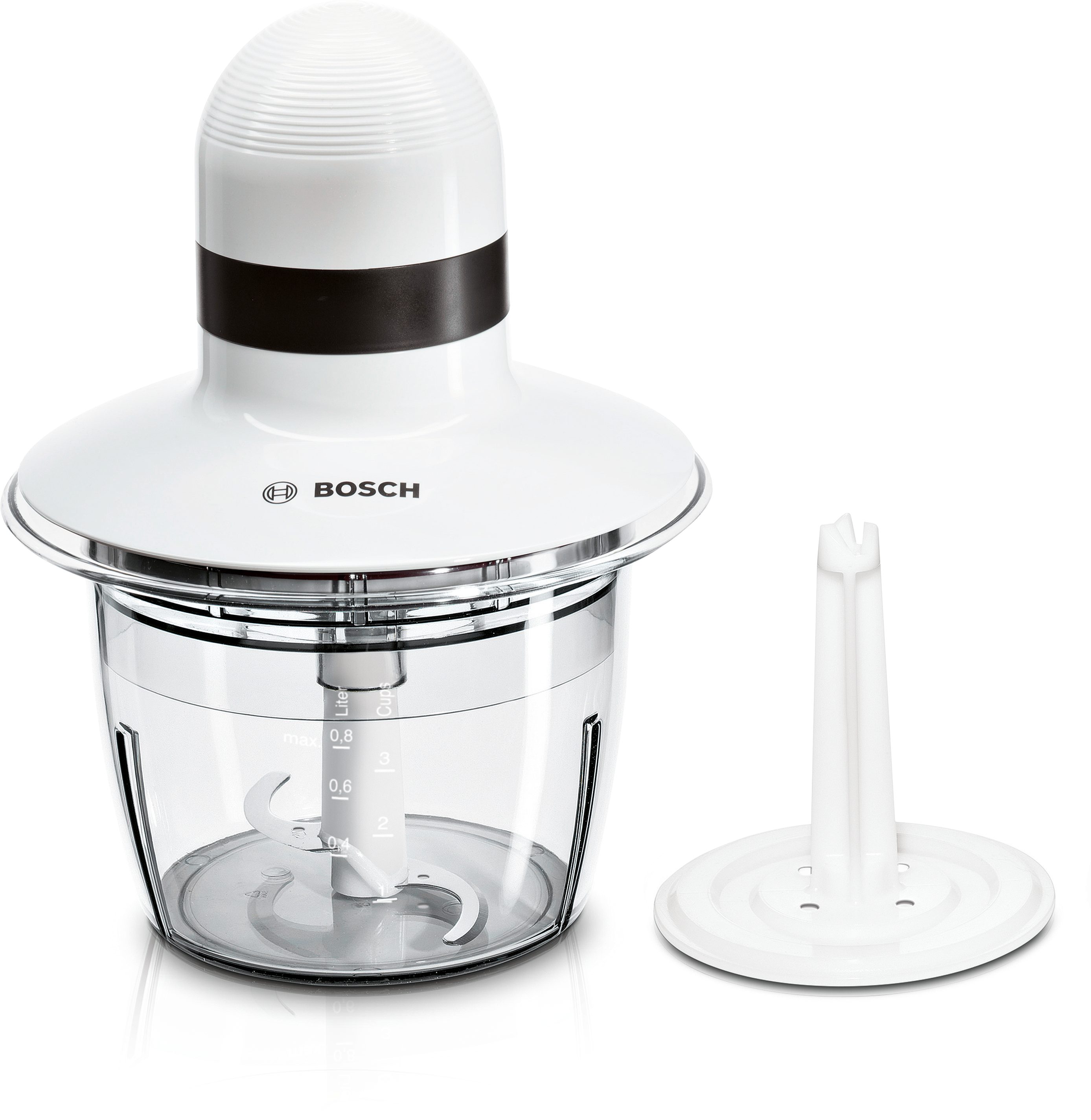 Zerkleinerer MMR08A1, 800ml Behälter, Schlagscheibe, Edelstahl-Messer, weiß