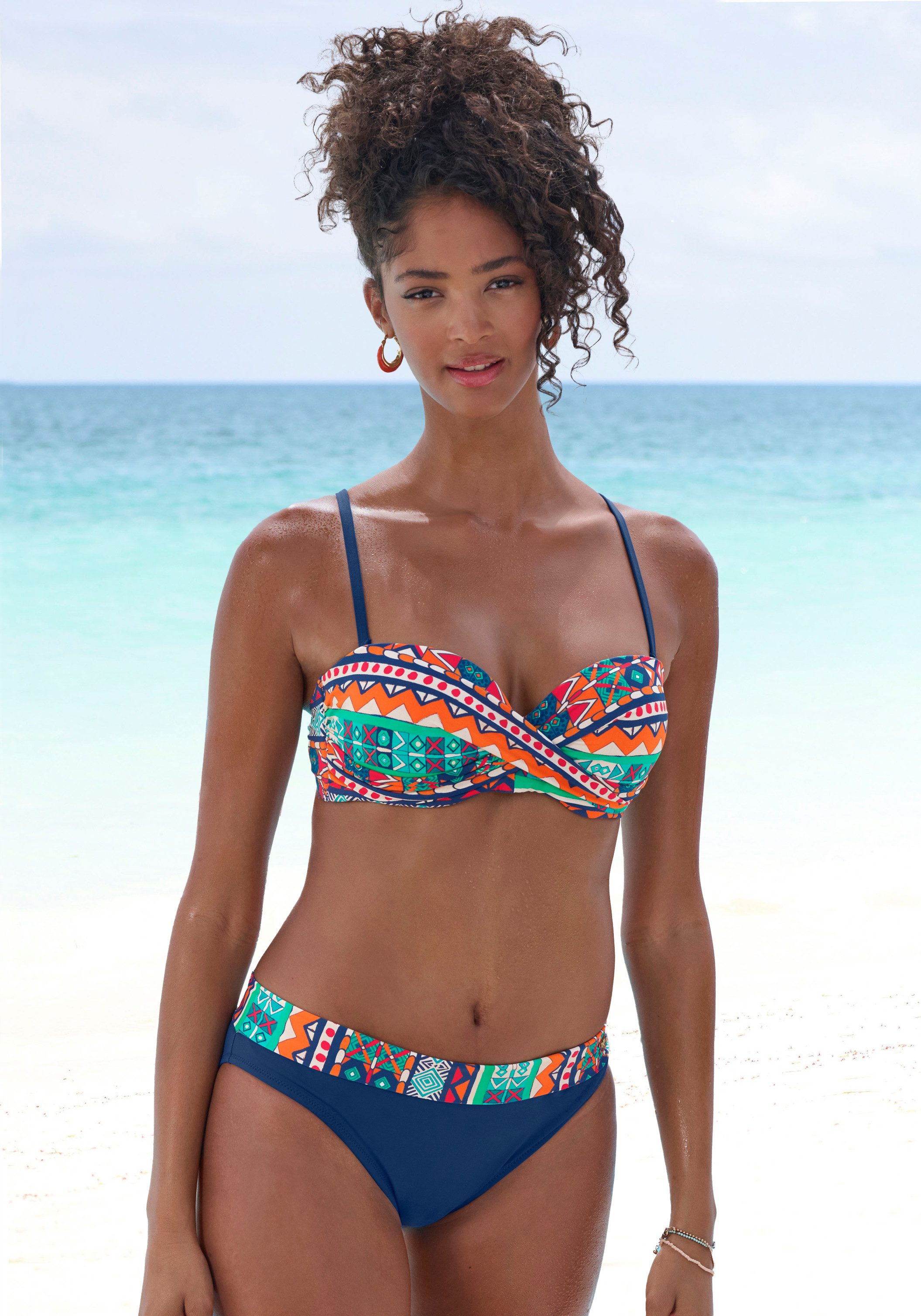 Buffalo Bügel-Bandeau-Bikini mit farbenfrohen Design