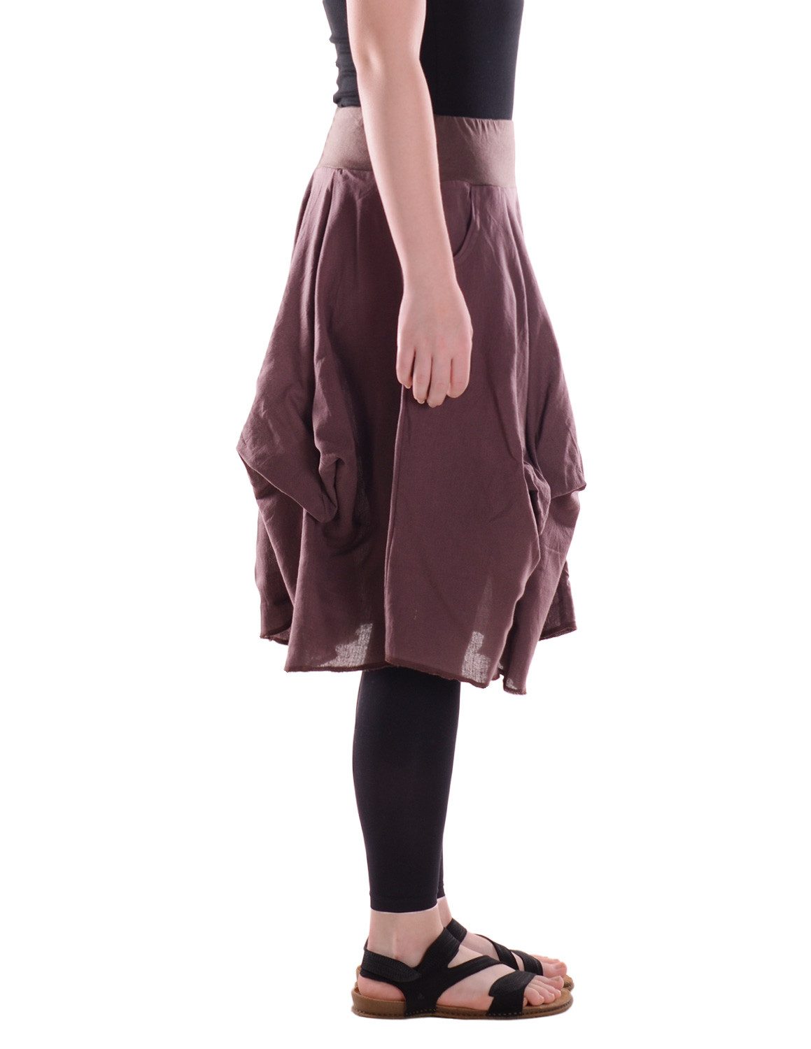 Vishes Sommerrock Damen knielanger Rock Baumwolle Vintage, Retro extra breiter Bund Alternative Bekleidung, Ethno, Hippie, Retro Style