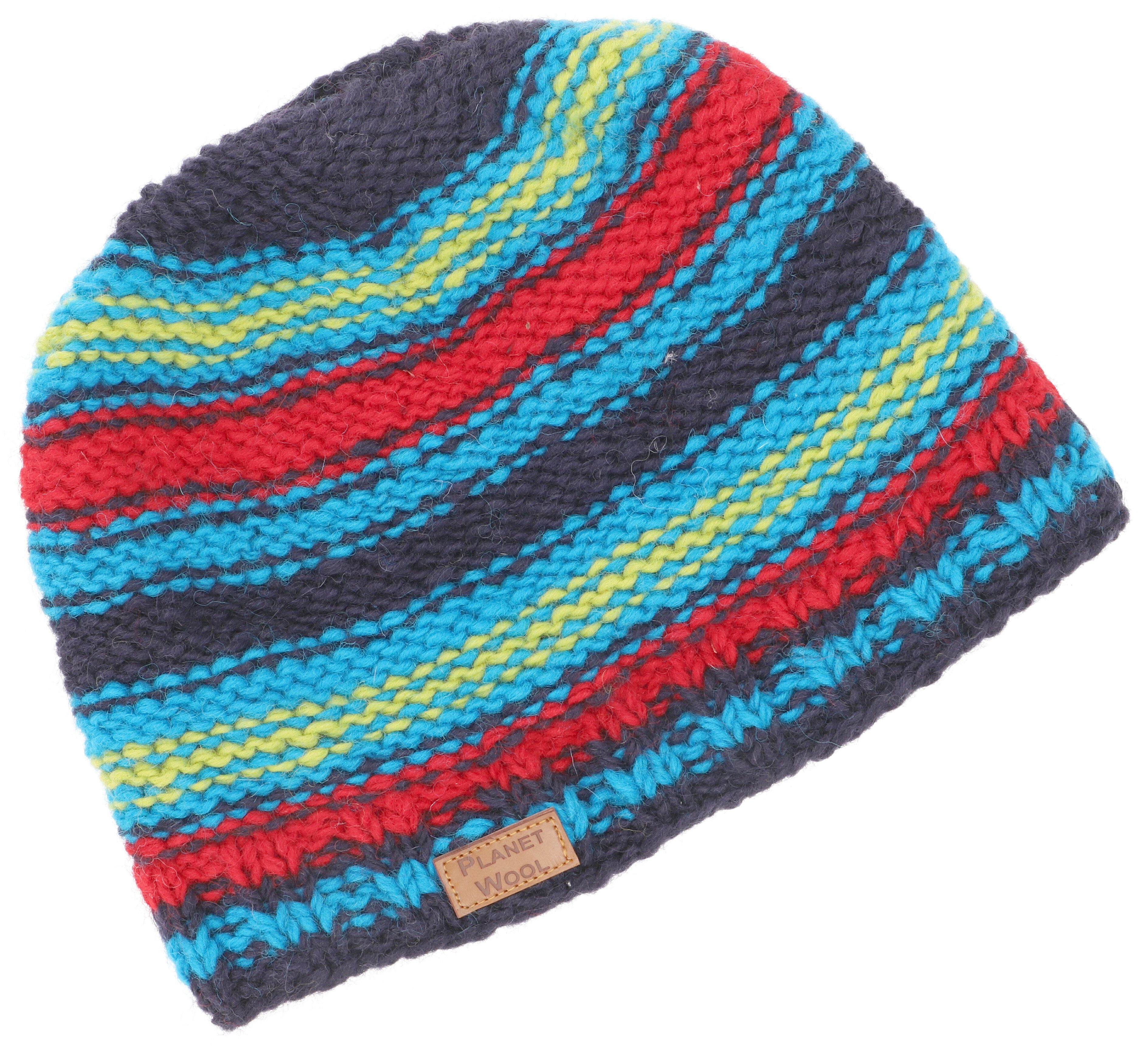 Guru-Shop Strickmütze Beanie Mütze, gestreifte Strickmütze aus Nepal,..