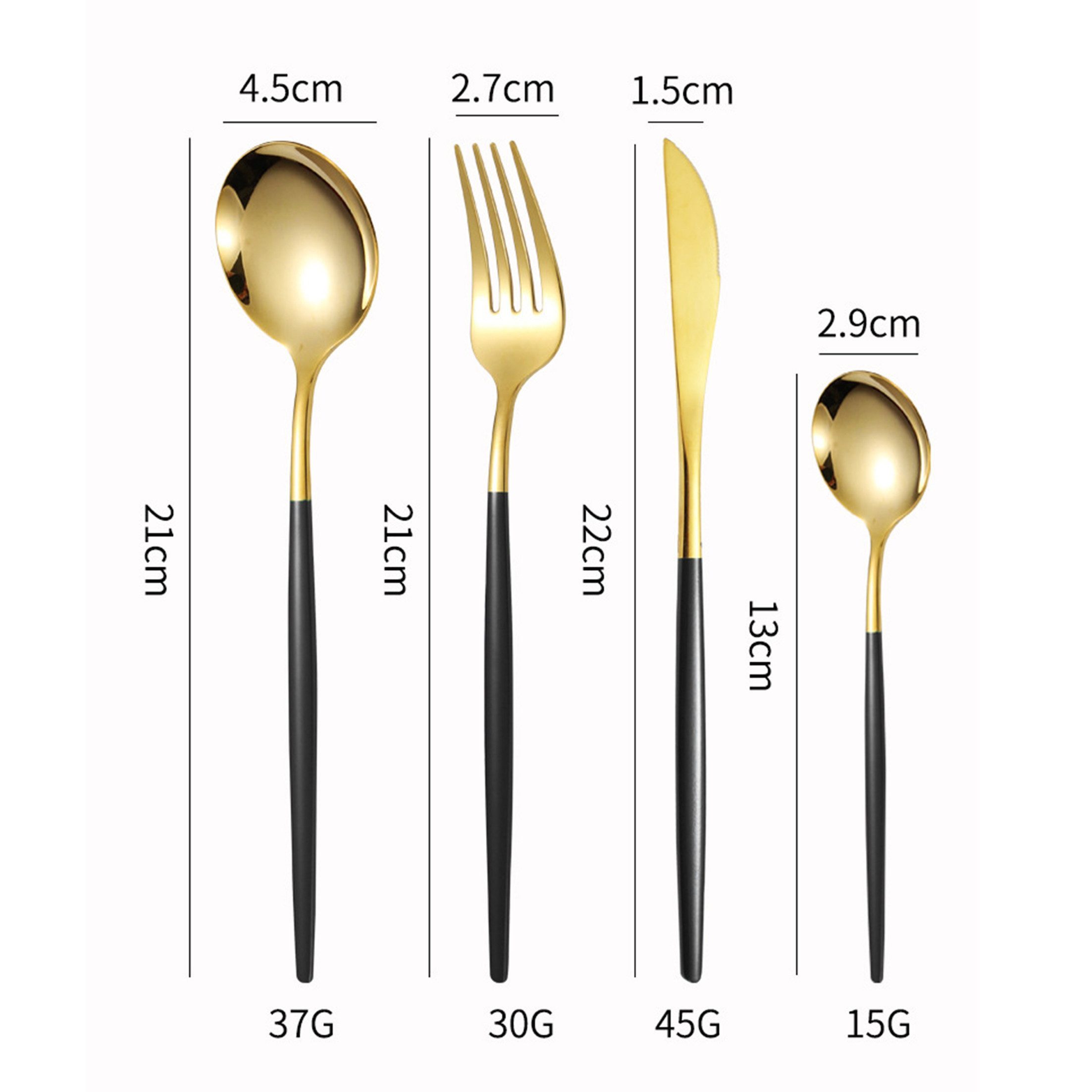 KINSI Besteck-Set Edelstahl Besteck,Messer Löffel Gabeln Set,24 Teile für 6 Personen, 6 Personen, für Hochzeit, Partys, Abende, Haus