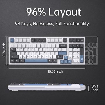 NEWMEN K98SE Mechanische Gaming 98 Tasten LED Hintergrundbeleuchtete Tastatur (96% QWERTY US Layout, Verkabelte Tastatur, Vorab geschmierte)