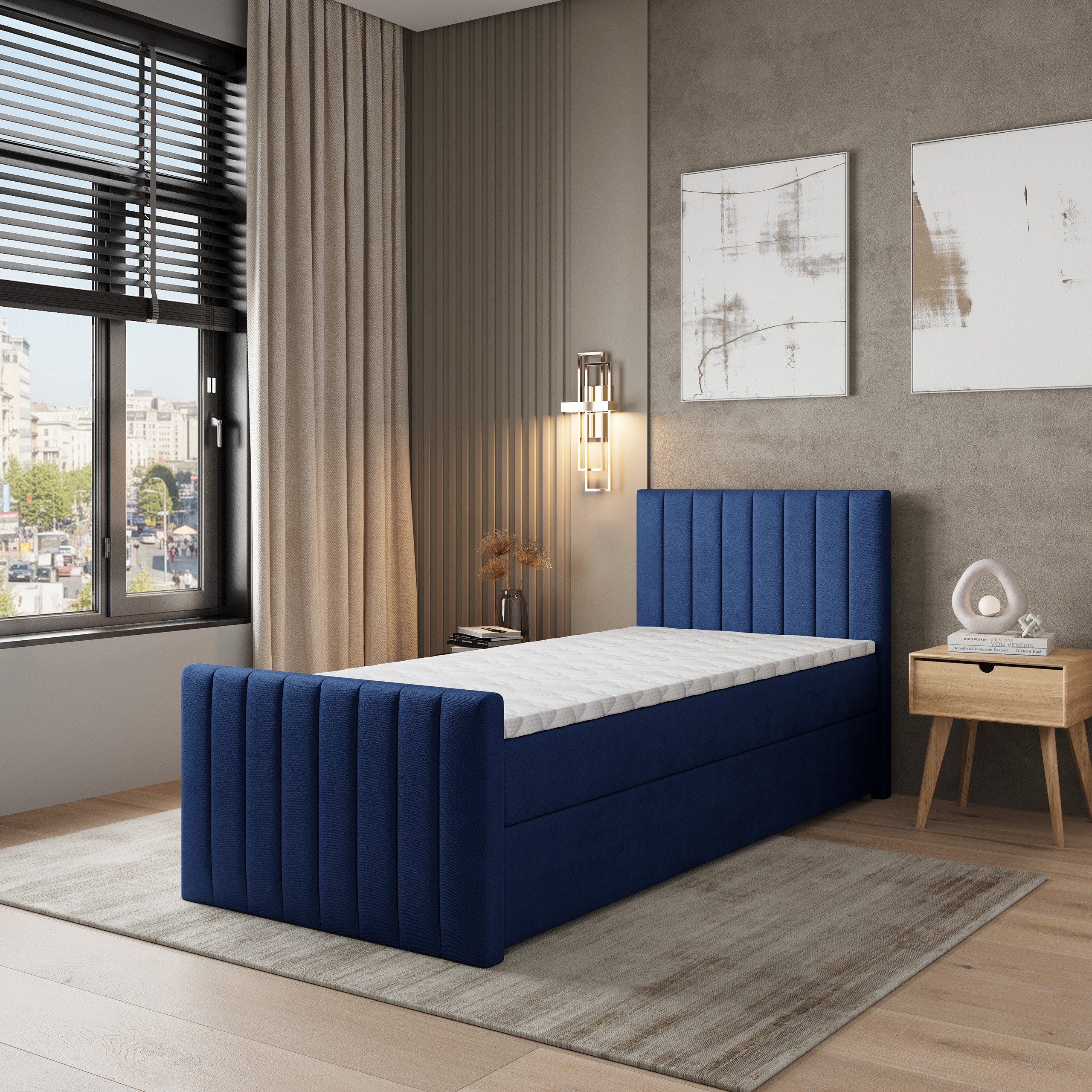 Masseno Boxbett ARION 80x200 cm mit Bonell Matratze und Topper