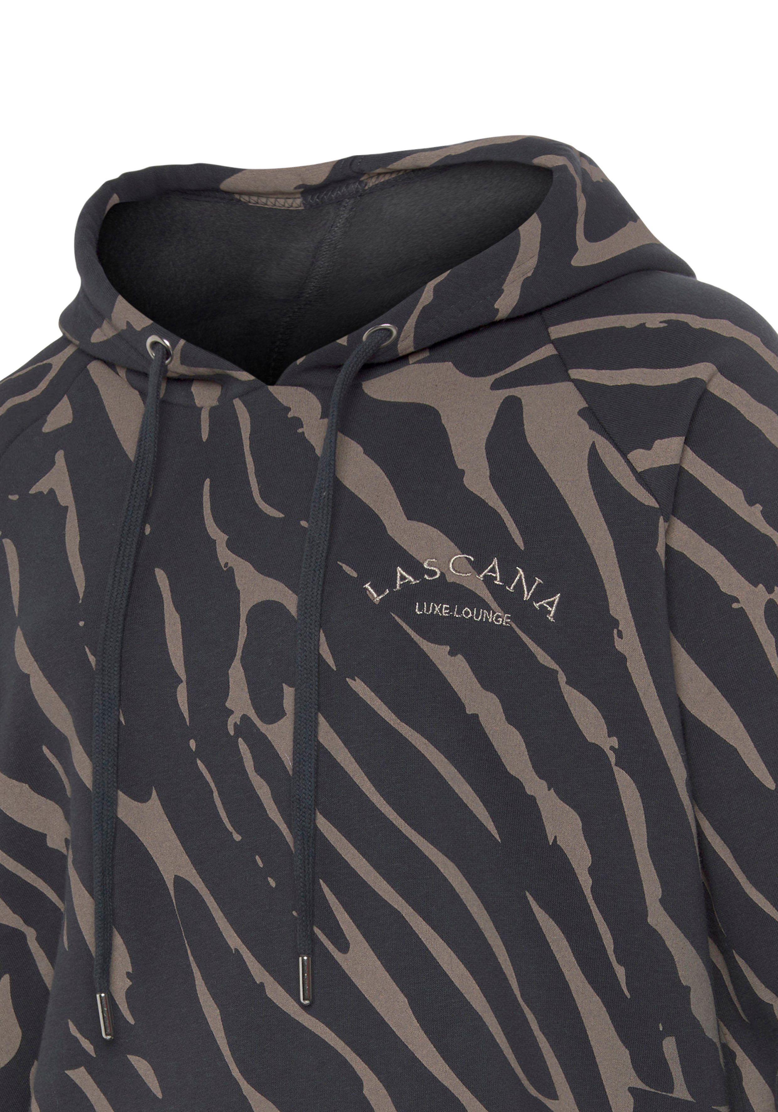 LASCANA Kapuzensweatshirt mit Zebramuster, Loungewear