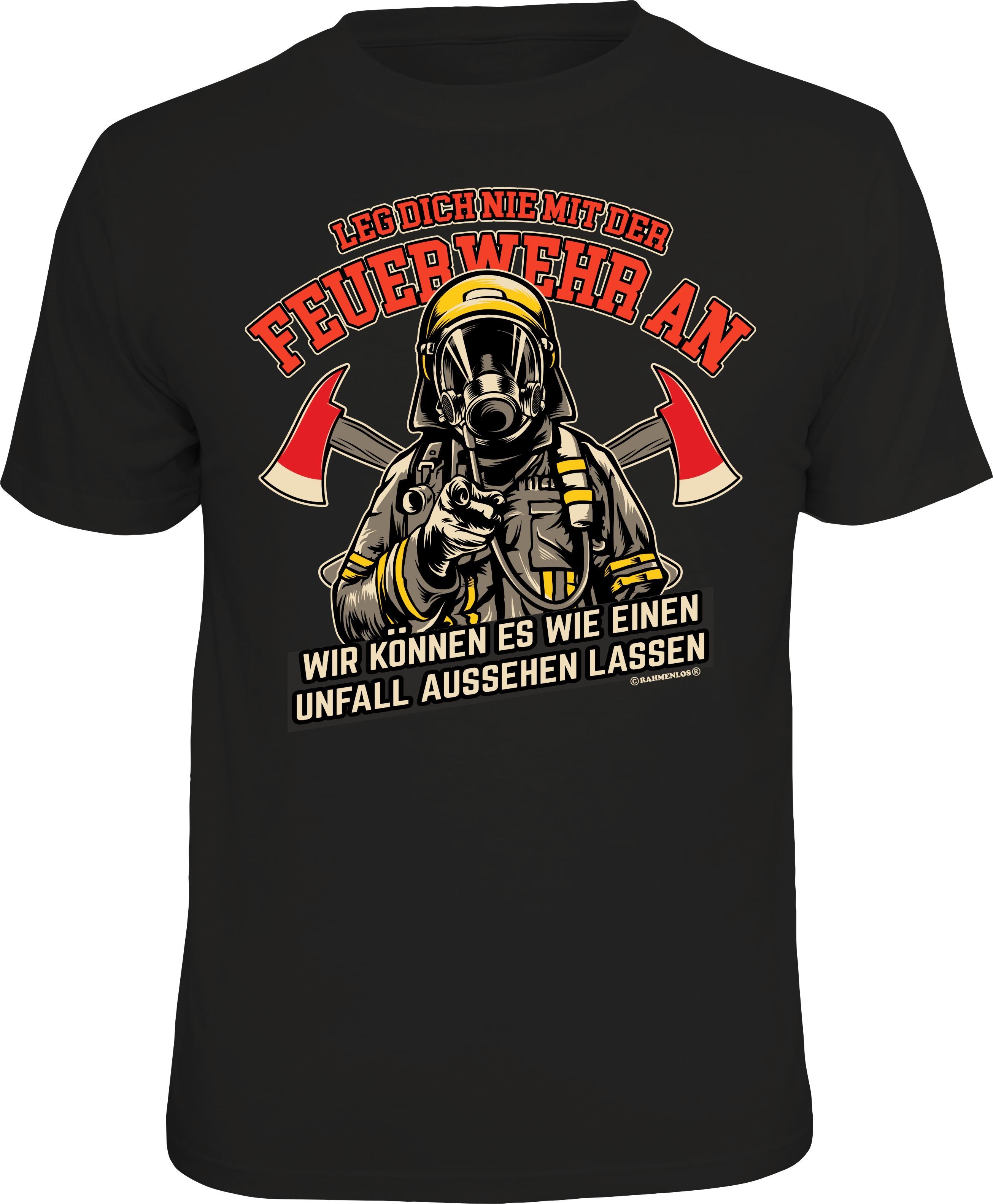 Rahmenlos TShirt mit lustigem FeuerwehrFrontdruck »Leg dich nie mit