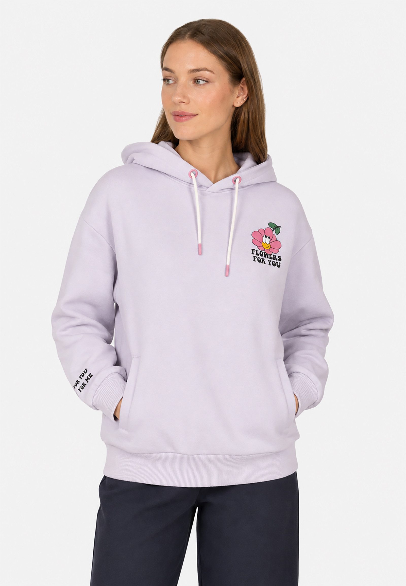 SUBLEVEL Hoodie Kängurutasche und bequeme Rippbündchen für Damen (1-tlg) Baumwolle Normal Fit Kapuze Langarm Einfarbig atmungsaktiv