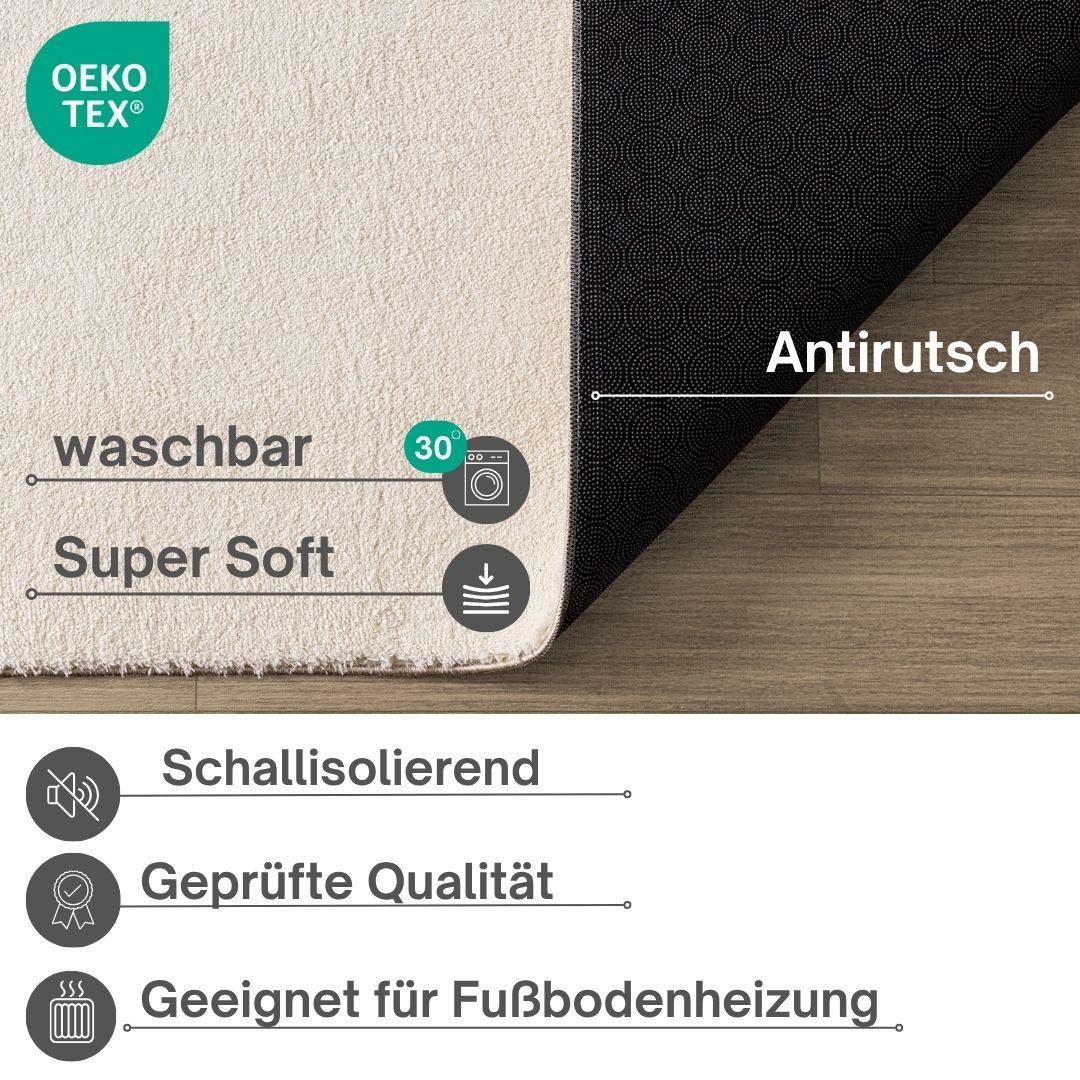 OTTO home Teppich Arabell, Kunstfellteppich, Felloptik, waschbar, rechteckig, Höhe: 16 mm, flauschig, kuschelig, Anti-Rutsch-Unterseite, Wohnzimmer, Schlafzimmer