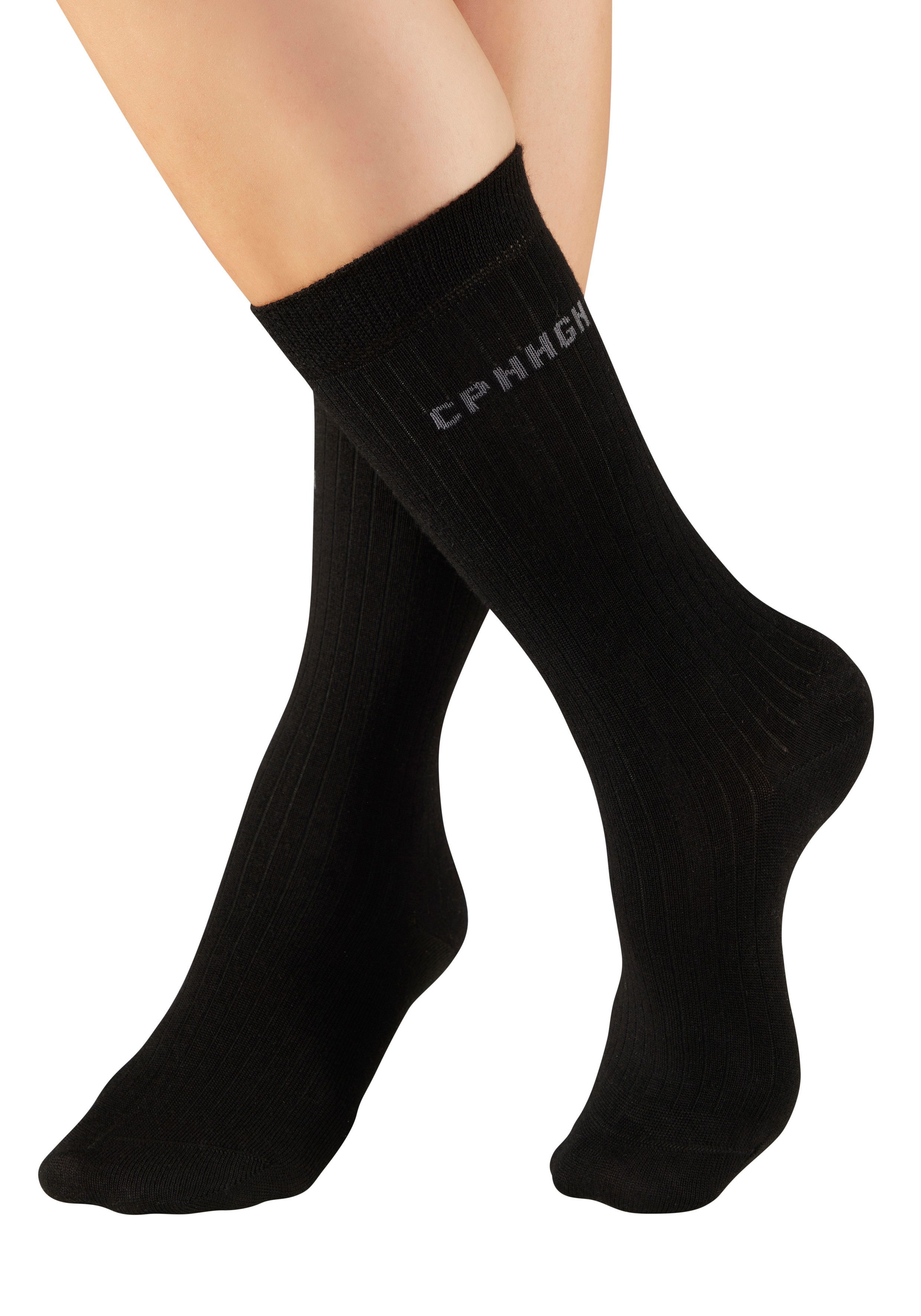 Copenhagen Studios Basicsocken (Packung, 2-Paar) gerippt, mit wärmender Wolle