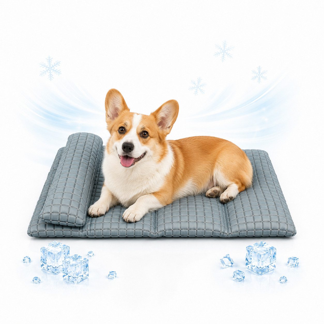 Srvillg Hundematte Hundekühlmatte mit Abnehmbarem Kissen, Kühlende Tiermatte, Waschbar, Atmungsaktiv mit Ice-Seide & PP Baumwolle
