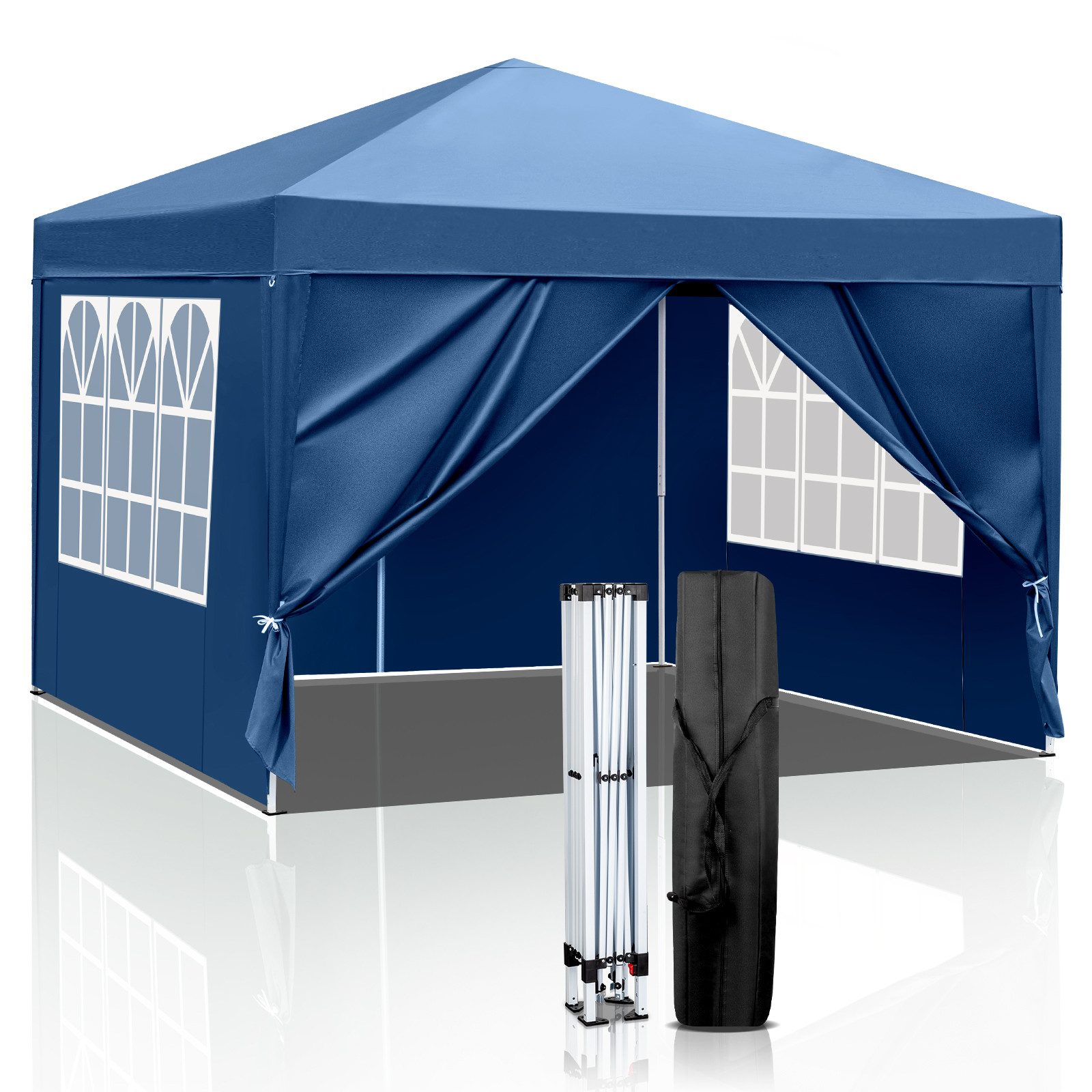 Faltpavillon 3x3 m Gartenpavillon mit 4 seitenteilen Pop Up Pavillon UV-Schutz 50+