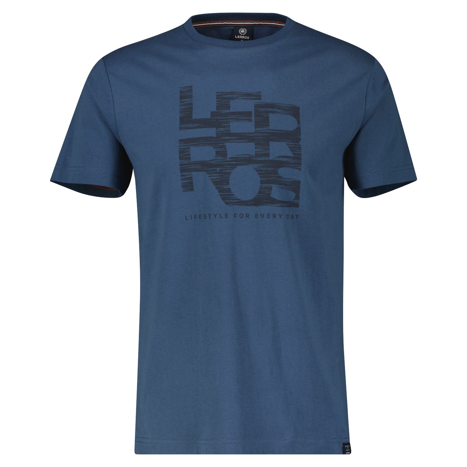 mit T-Shirt blue großem storm Logofrontprint LERROS