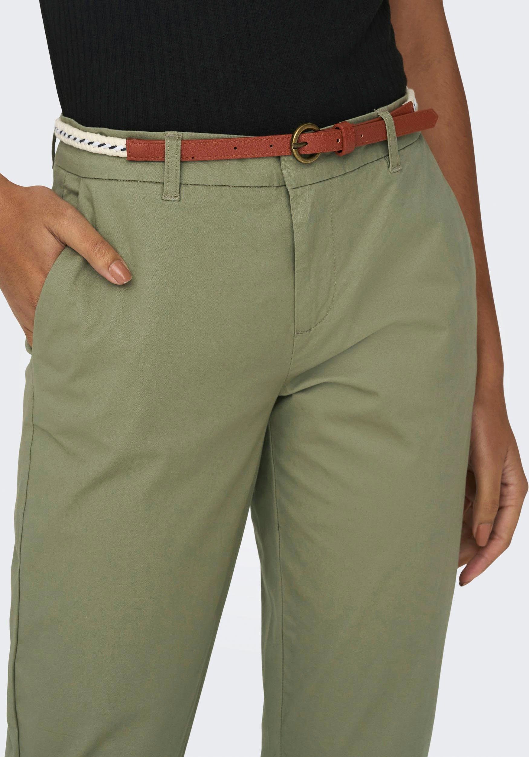 ONLY Chinohose ONLBIANA – Chinohose mit Gürtel und Umschlagsaum slim fit, m günstig online kaufen