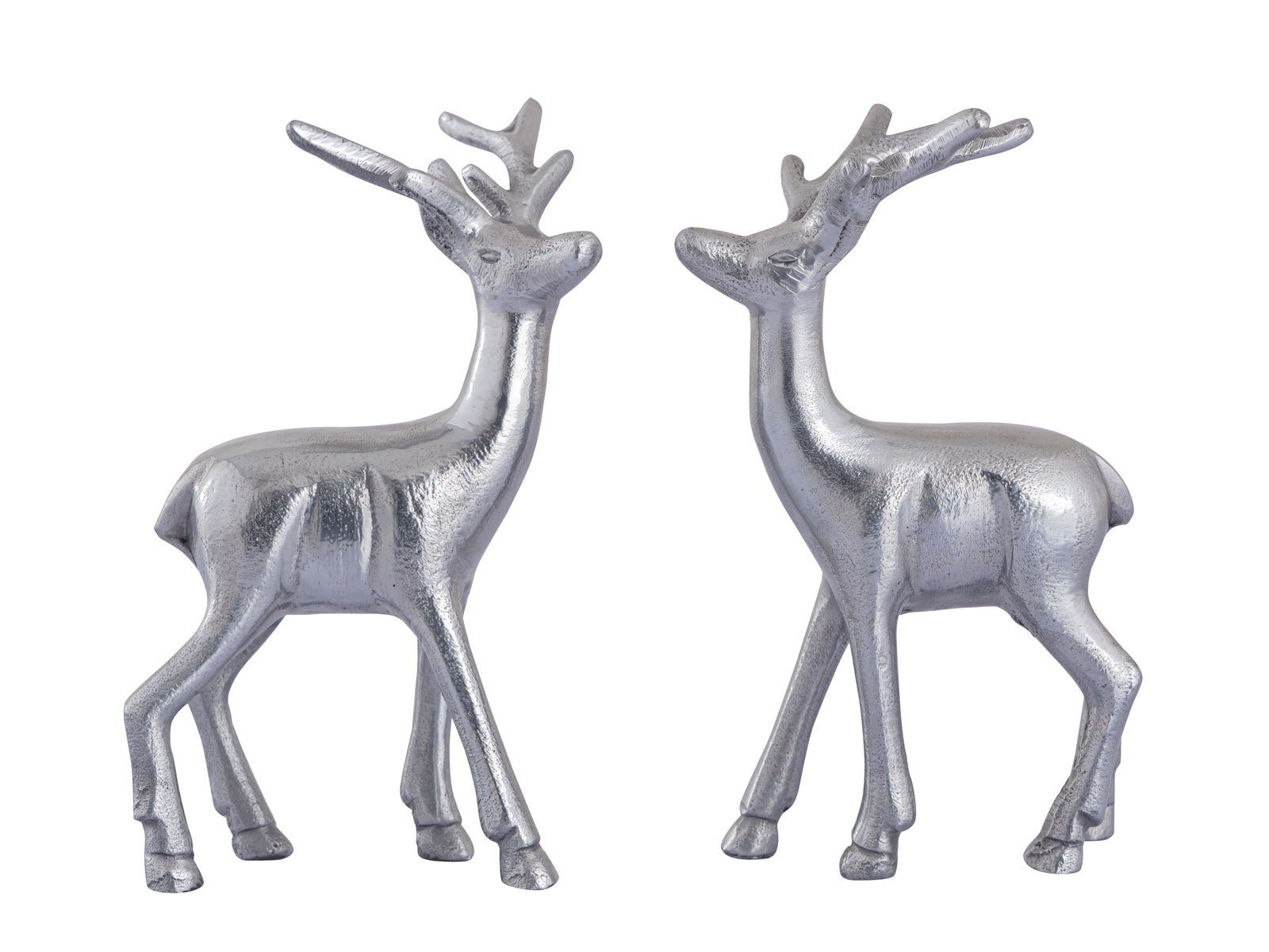 Casamia Dekoobjekt Deko Figur 2er Set Weihnachtsd Metall silber Tierfigur Tischdekoration Hirsch