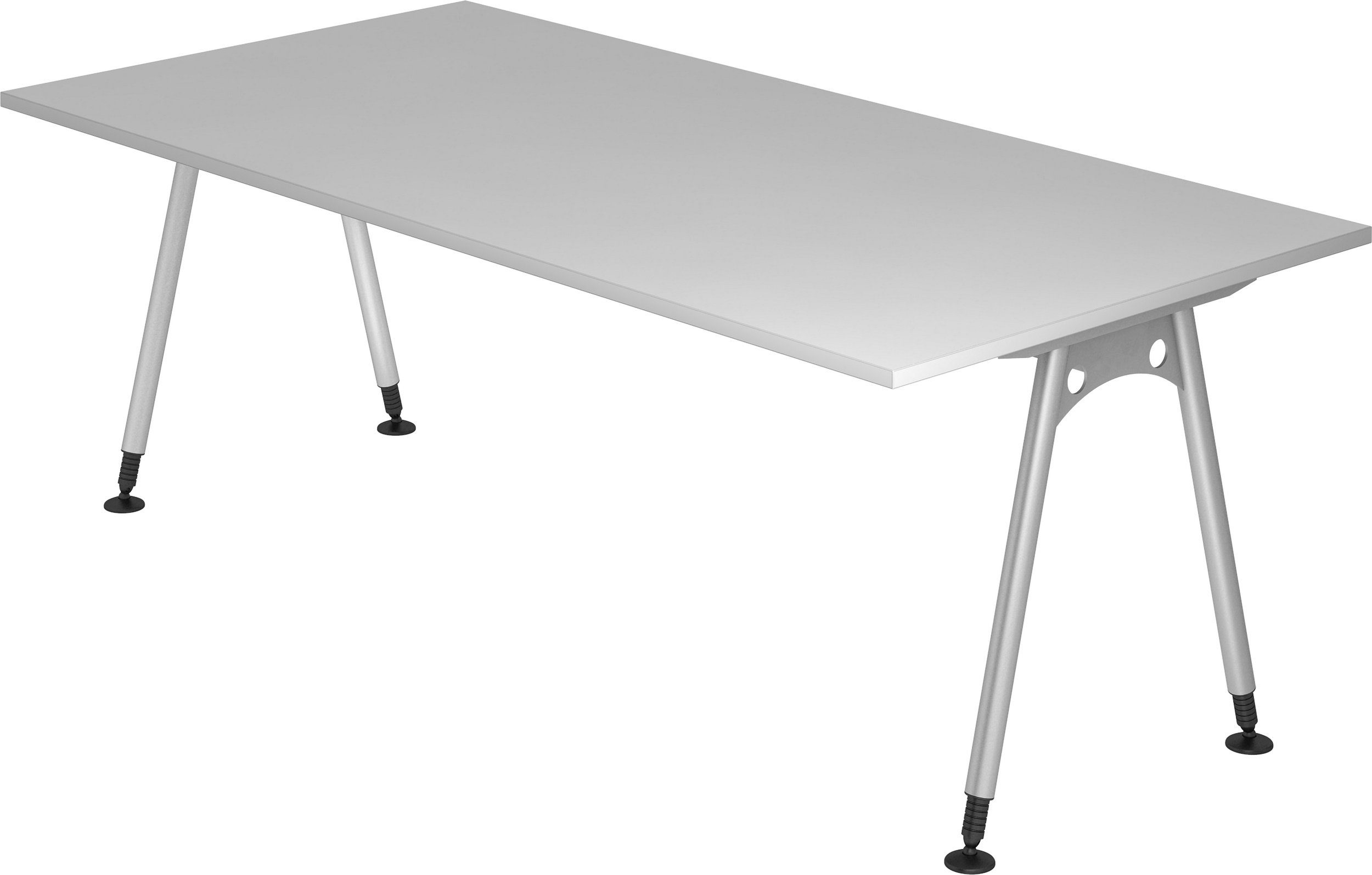bümö Schreibtisch Schreibtisch Serie-A, Rechteck: 200 x 100 cm - Dekor: Grau | Schreibtische