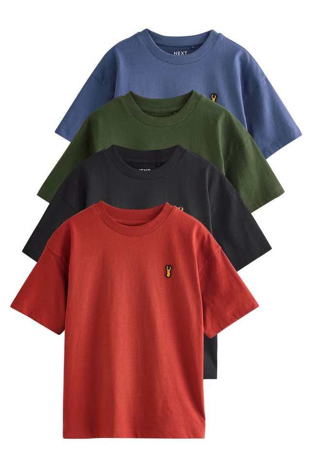 Next T-Shirt Relaxed Fit T-Shirts aus 100 % Baumwolle, 4er-Pack (4-tlg)