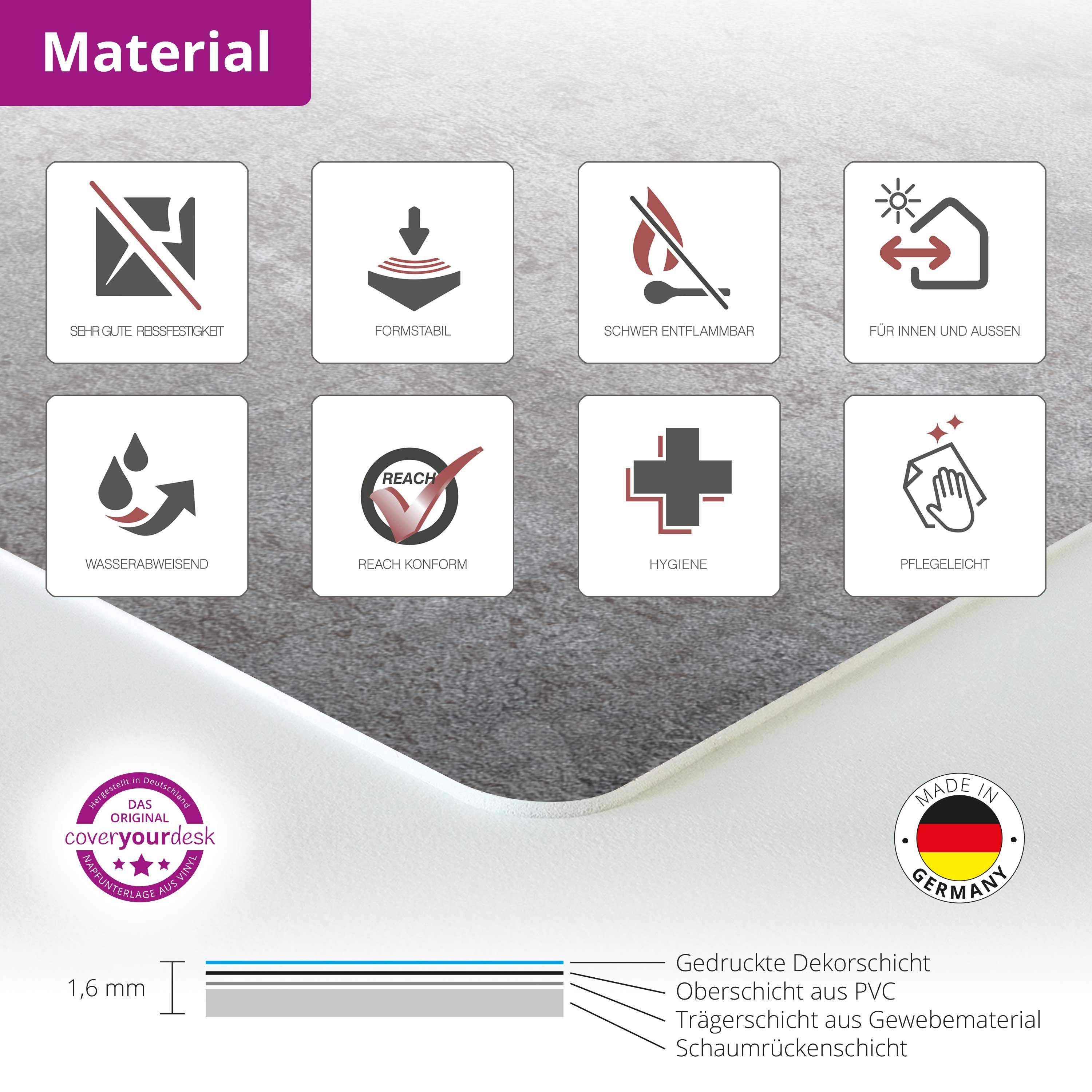 cover-your-desk.de Napfunterlage für Hunde & Katzen „Holz“ aus Premium-Vinyl - Made in Germany, 1-St., rutschhemmend, abwaschbar, reißfest