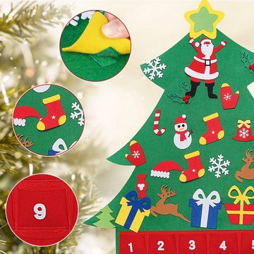 Homewit Adventskalender 25-teilig Filz-Adventskalender (H 120cm * W 93cm Weihnachtsbaum Adventskalender Weihnachten Adventskalender DIY Wandbehang mit 24 Taschen Filz Adventskalender Geschenk, 1-tlg), für Weihnachtsschmuck Home Wanddekorationen