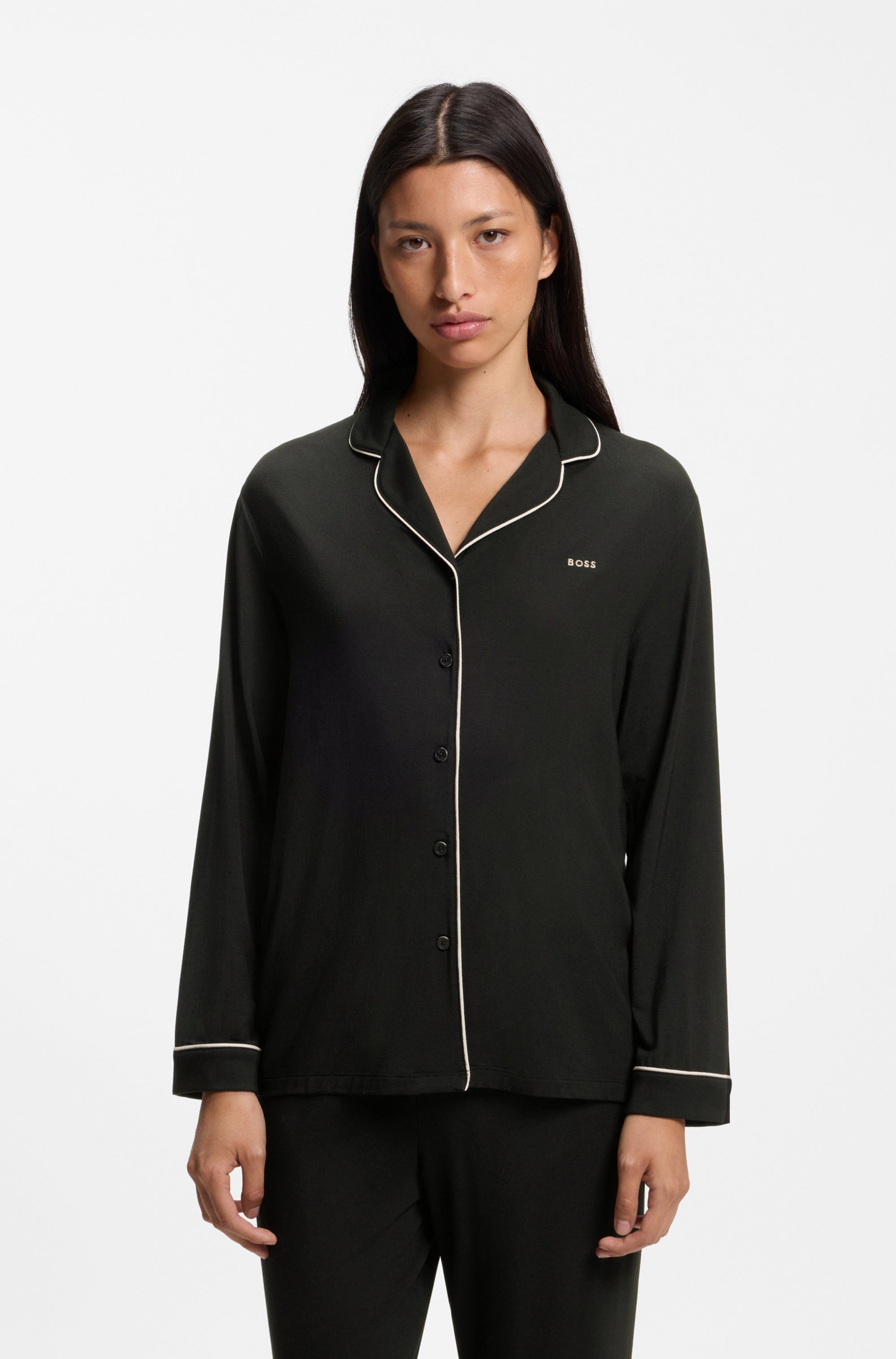 BOSS Pyjama Dreamline_Long Set aus Stretch-Jersey mit Logo-Stickerei