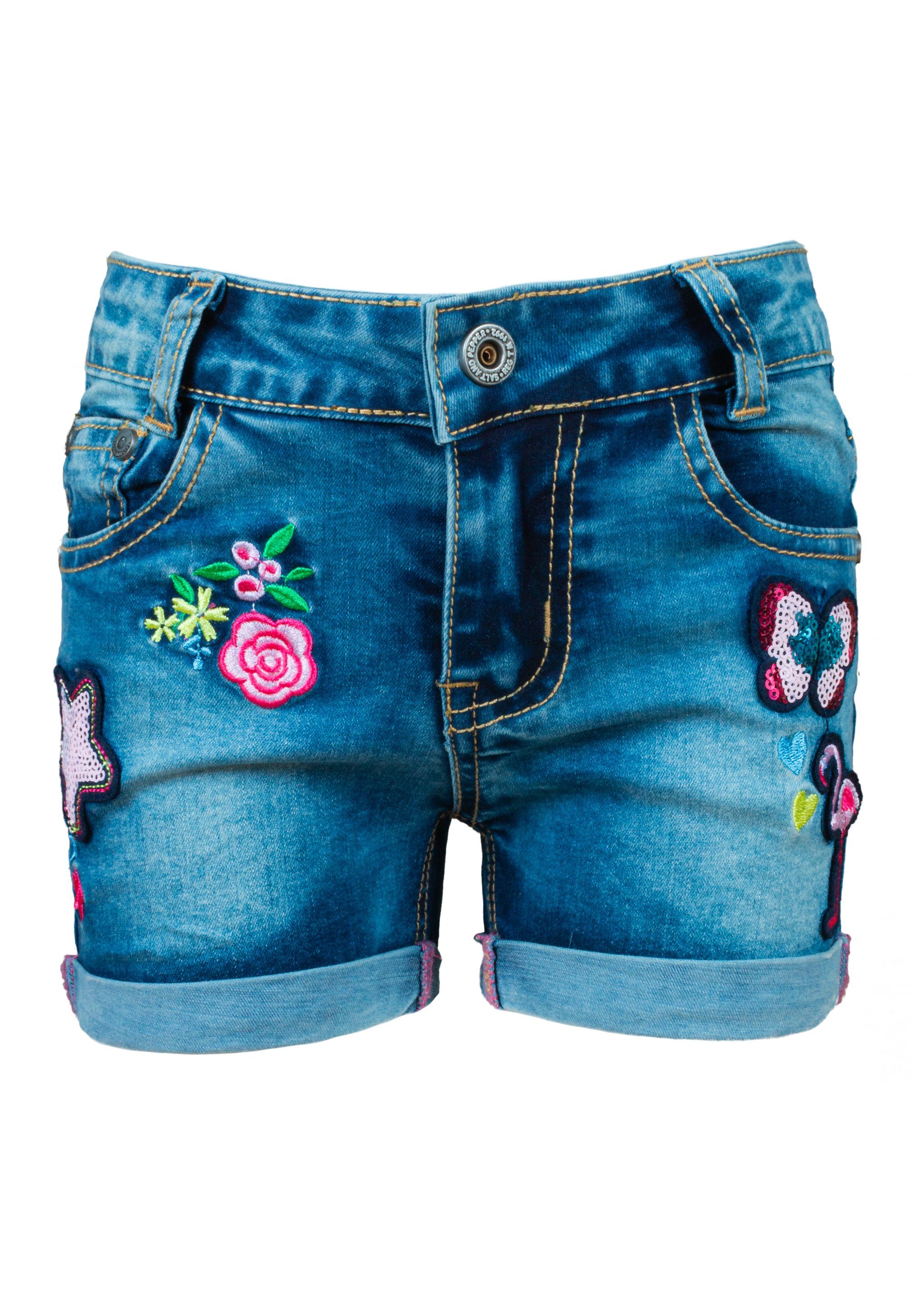 grandios SALT AND Jeans Sequins PEPPER Shorts EMB Shorts (1-tlg)