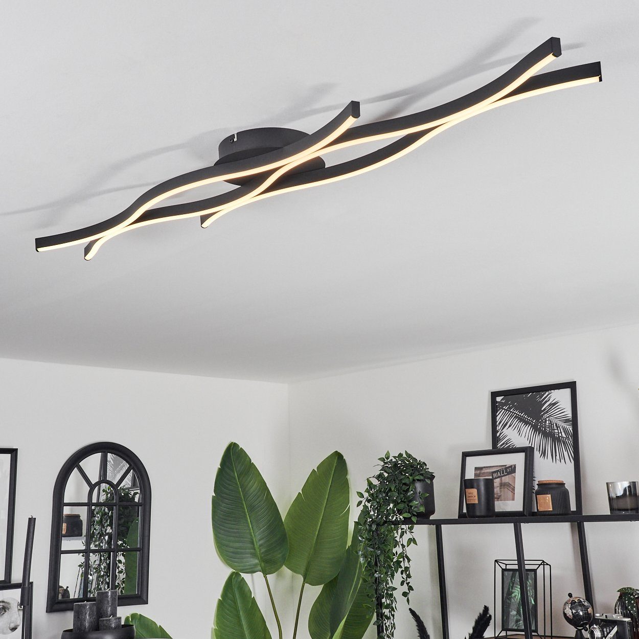 Schwarz/Weiß, aus Deckenlampe Kelvin, 3000 LED hofstein 108 Lumen Wellen-Design, 35 wechselbar, modernen in 3610 im Watt, Deckenleuchte moderne LED Metall/Kunststoff Länge cm,