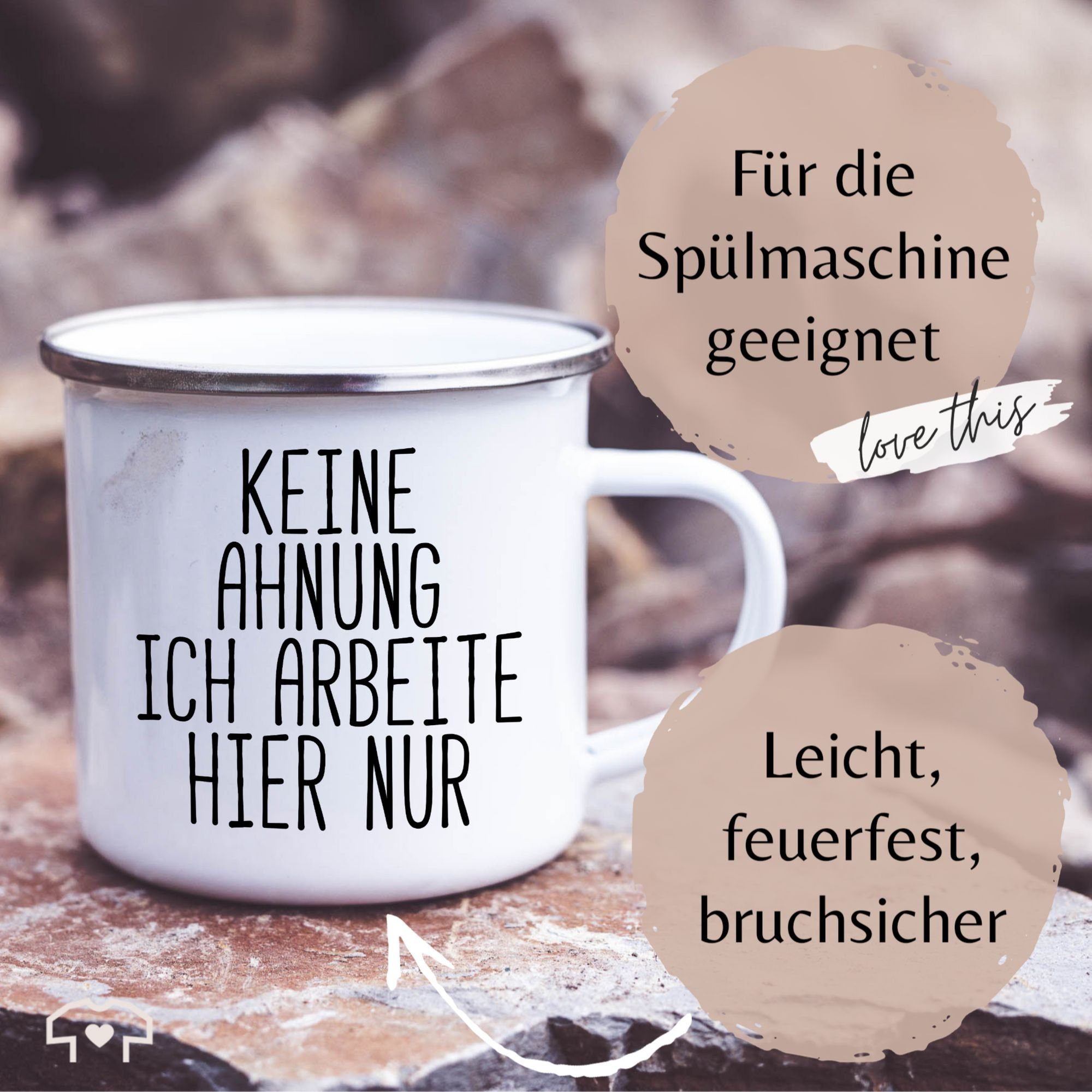 Shirtracer Tasse Spruch Büro Sprüche hier Stahlblech, Kollegen, - Statement nur Arbeit Keine ich Silber 2 arbeite Ahnung Weiß