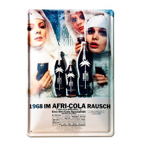 Retro-Blechschild mit Afri-Cola Nonnen Retro-Blechschild mit Afri-Cola Nonnen