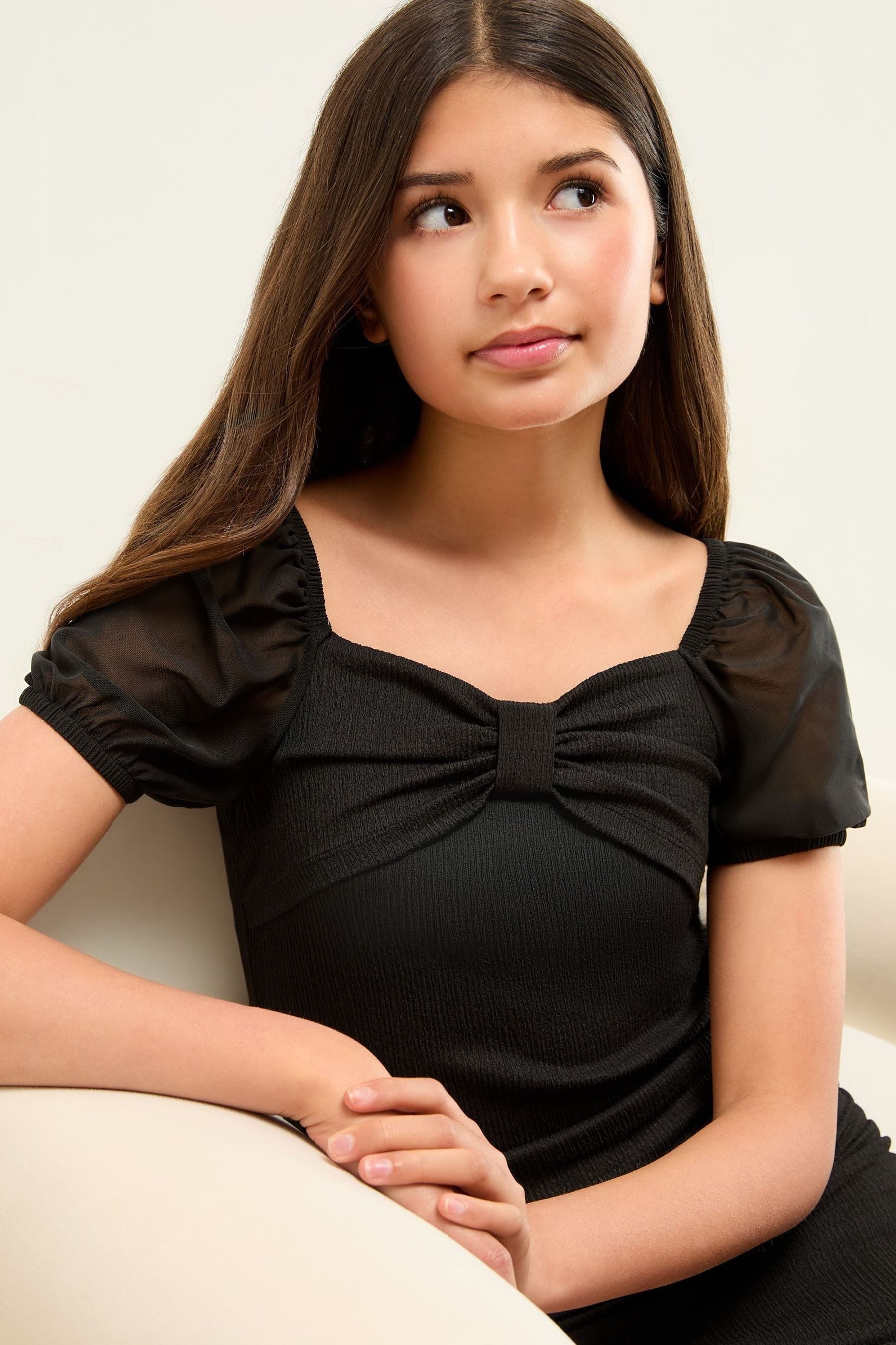 LIPSY Jerseykleid Lipsy Bodycon-Kleid mit Schleife für Teenager (1-tlg)