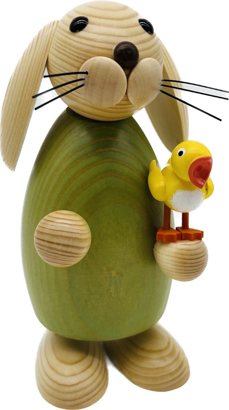 Richard Glaesser Osterhase Mädchen mit Küken, Höhe ca. 18 cm, Neuheit, Handwerkskunst aus Seiffen im Erzgebirge
