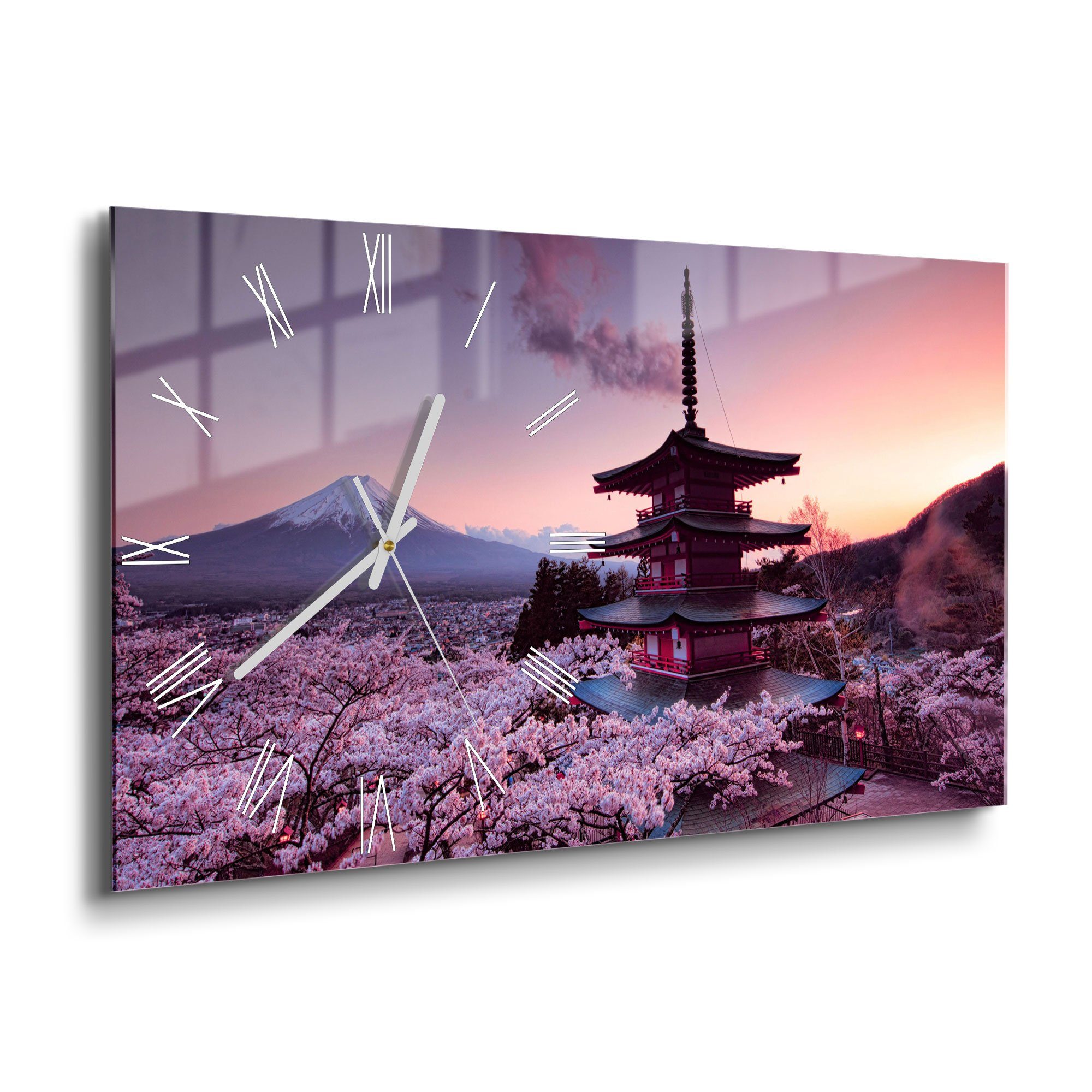 DEQORI Wanduhr 'Kirschblüten Tempel Japan' (Glas günstig online kaufen
