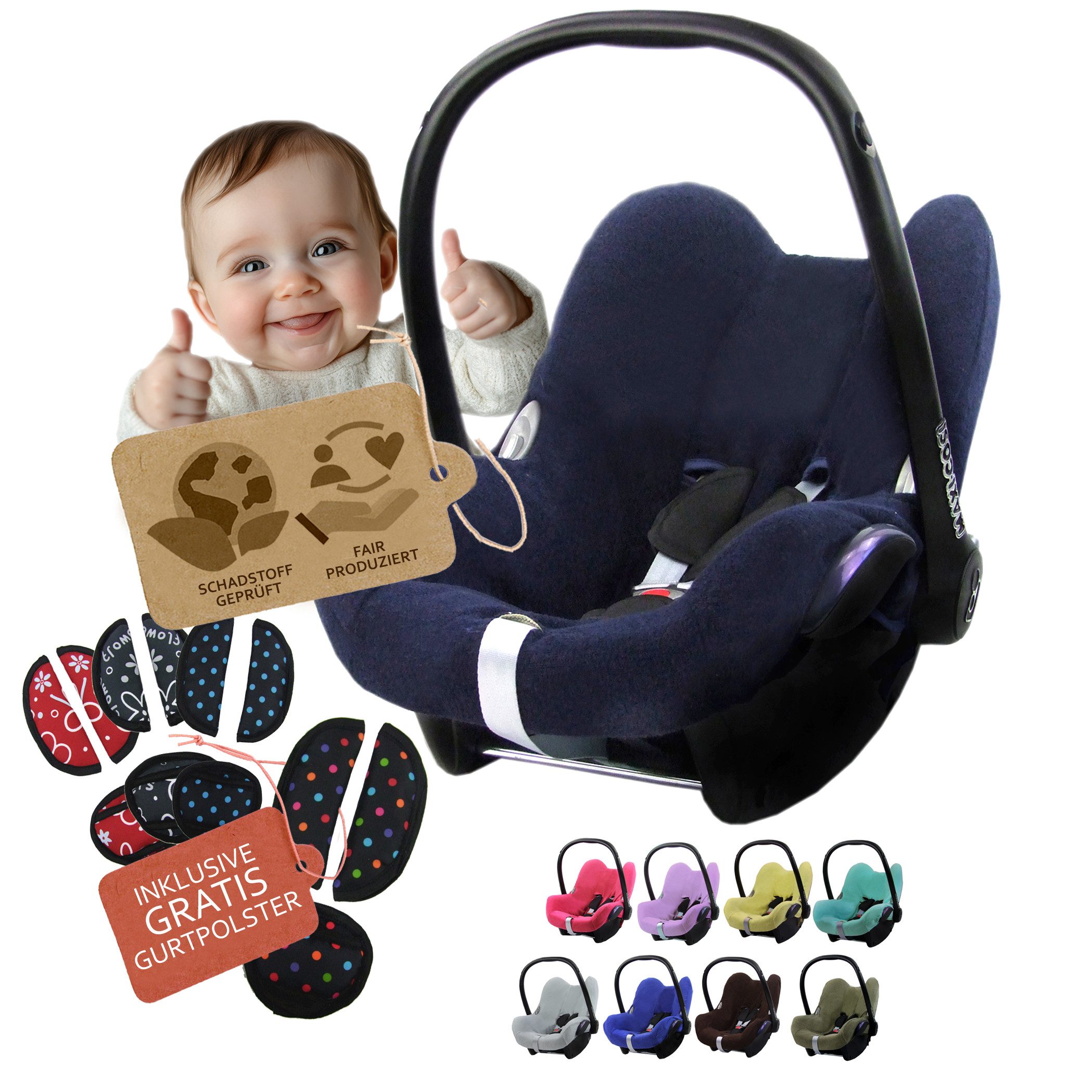 Babyschale Sommerbezug Bezug aus Frottee kompatibel mit Maxi Cosi CabrioFix + GP
