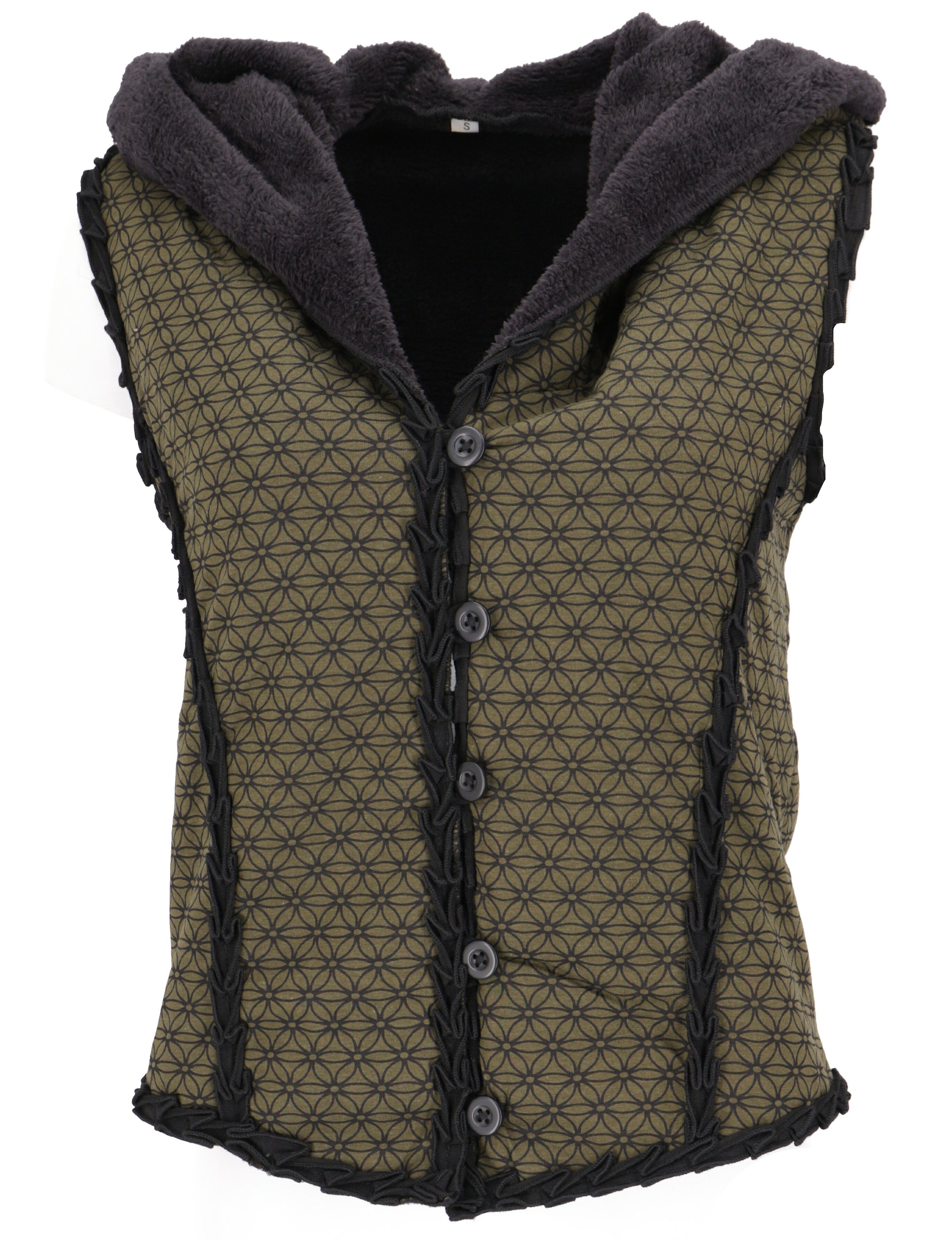 Guru-Shop Langjacke Kurze Goa Weste mit weiter, flauschiger Kapuze.. altern günstig online kaufen