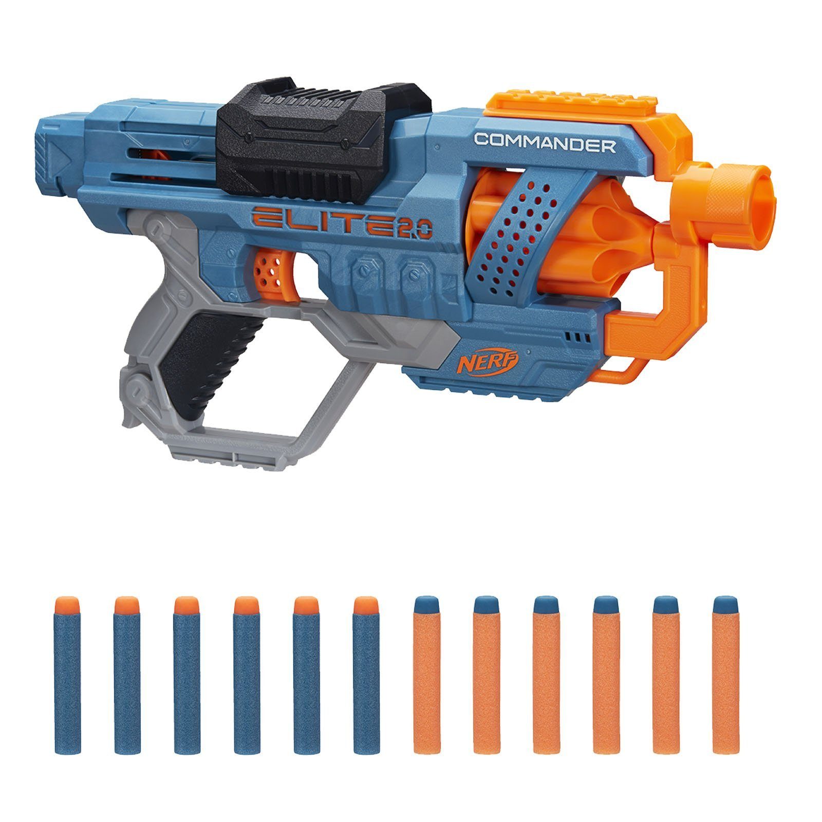Hasbro Blaster Dartblaster Commander RC-6, Repetier-Blaster der Elite 2.0 Serie mit Trommel