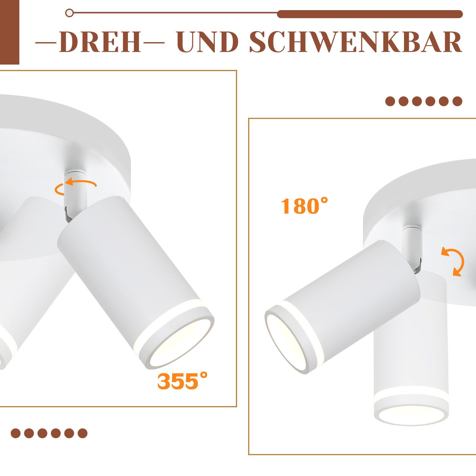 ZMH Deckenstrahler 3 Flammig Schwarz/Weiß Deckenleuchte günstig online kaufen