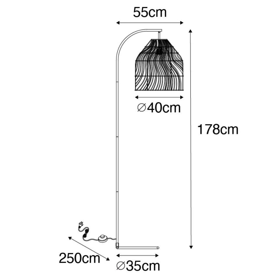 Qazqa Stehlampe Sam, ohne Leuchtmittel, Warmweiß, QAZQA Stehlampe, e27, Weiß, Stahl, Landhaus