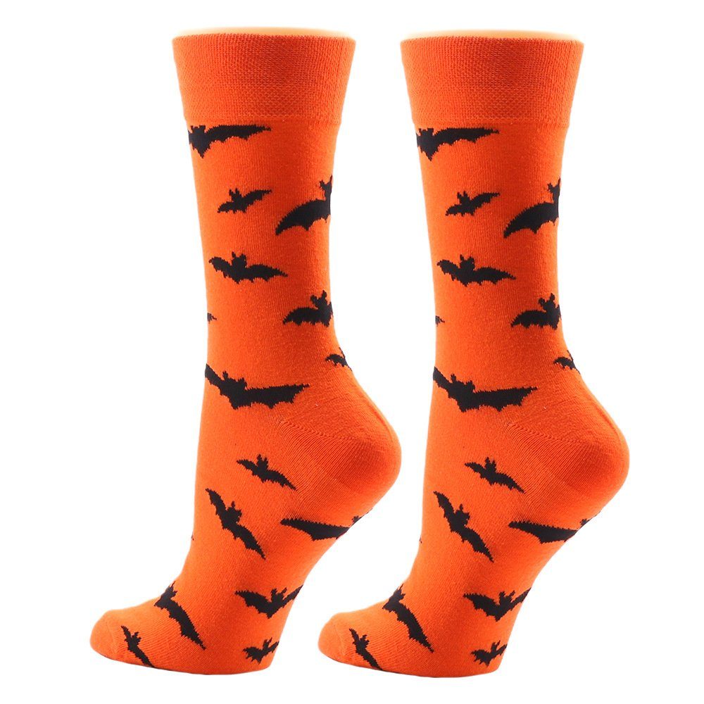Haiaveng Langsocken Halloween-Socken, Socken, Sportsocken Orange 2er-Pack Herren- und Damen