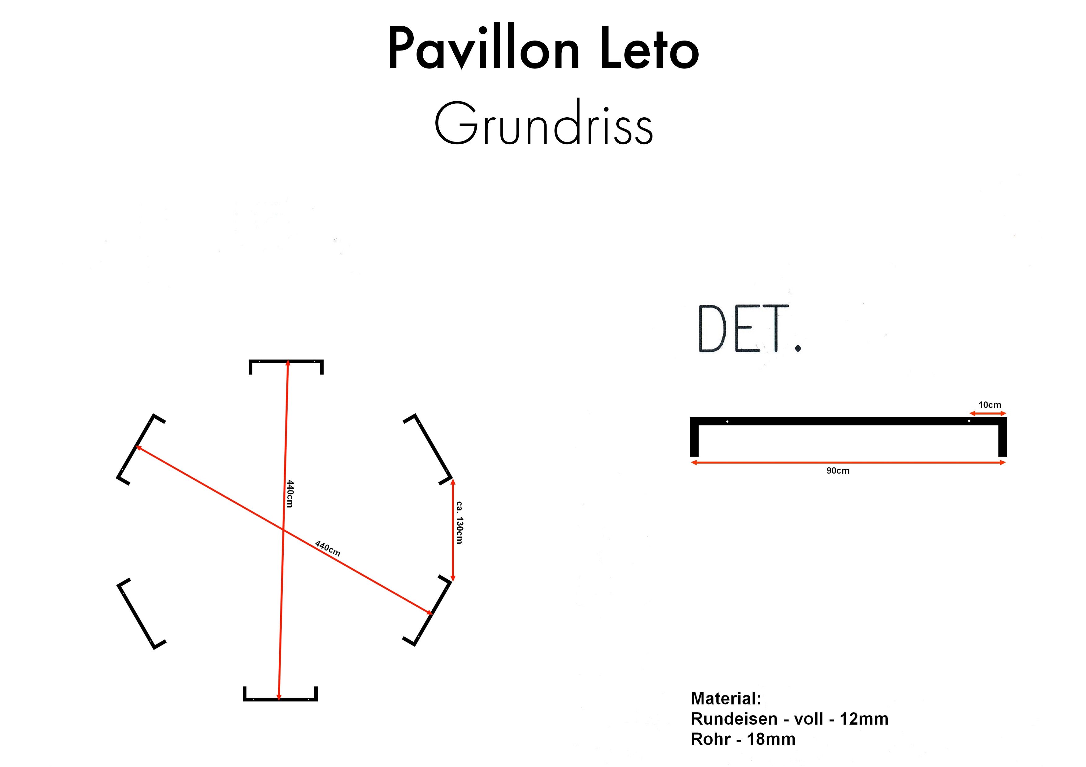 moebelfaktor Pavillon Leto, 8-10mm starkes Eisen BxTxH 440x440x360