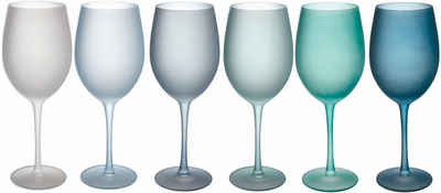Villa d'Este Weinglas »Happy Hour Ocean«, Glas, Gläser-Set matt 550 ml, 6-teilig