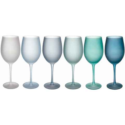 Villa d'Este Weinglas Happy Hour Ocean, Glas, Gläser-Set, 6-teilig, Inhalt 550 ml