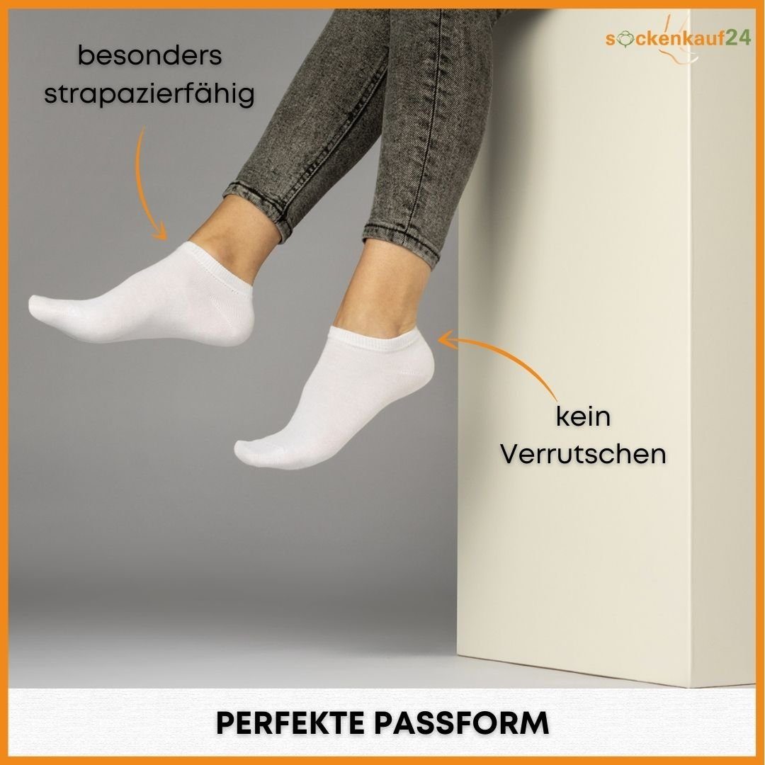 sockenkauf24 Sneakersocken 10 Paar Basic Sneaker Socken Herren & Damen aus Baumwolle (Schwarz/Weiß, 43-46) mit Komfortbund (Basicline) - 70202T WP