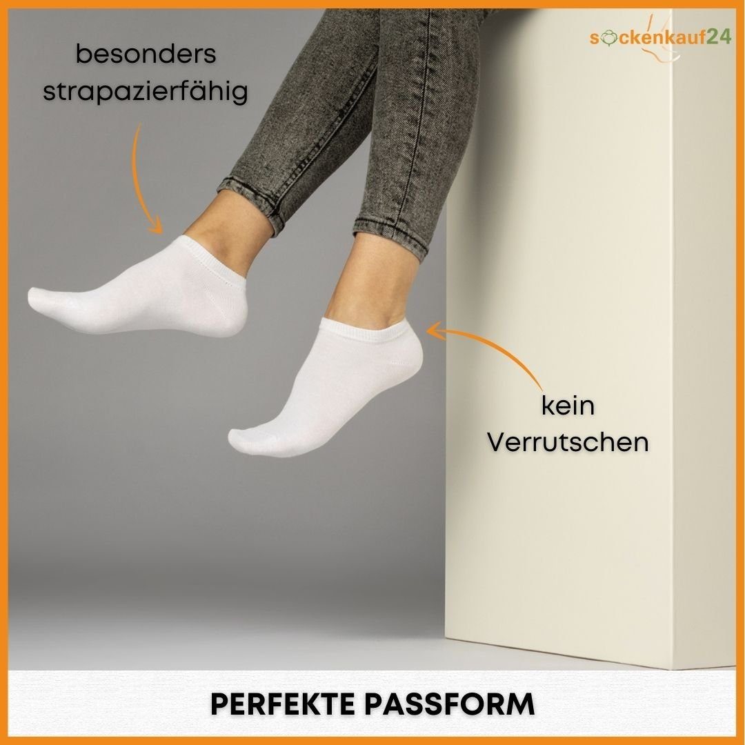 WP Paar (Schwarz/Weiß, 10 39-42) mit Herren aus Sneakersocken Komfortbund Socken Baumwolle sockenkauf24 - Basic Sneaker Damen & 70202T (Basicline)