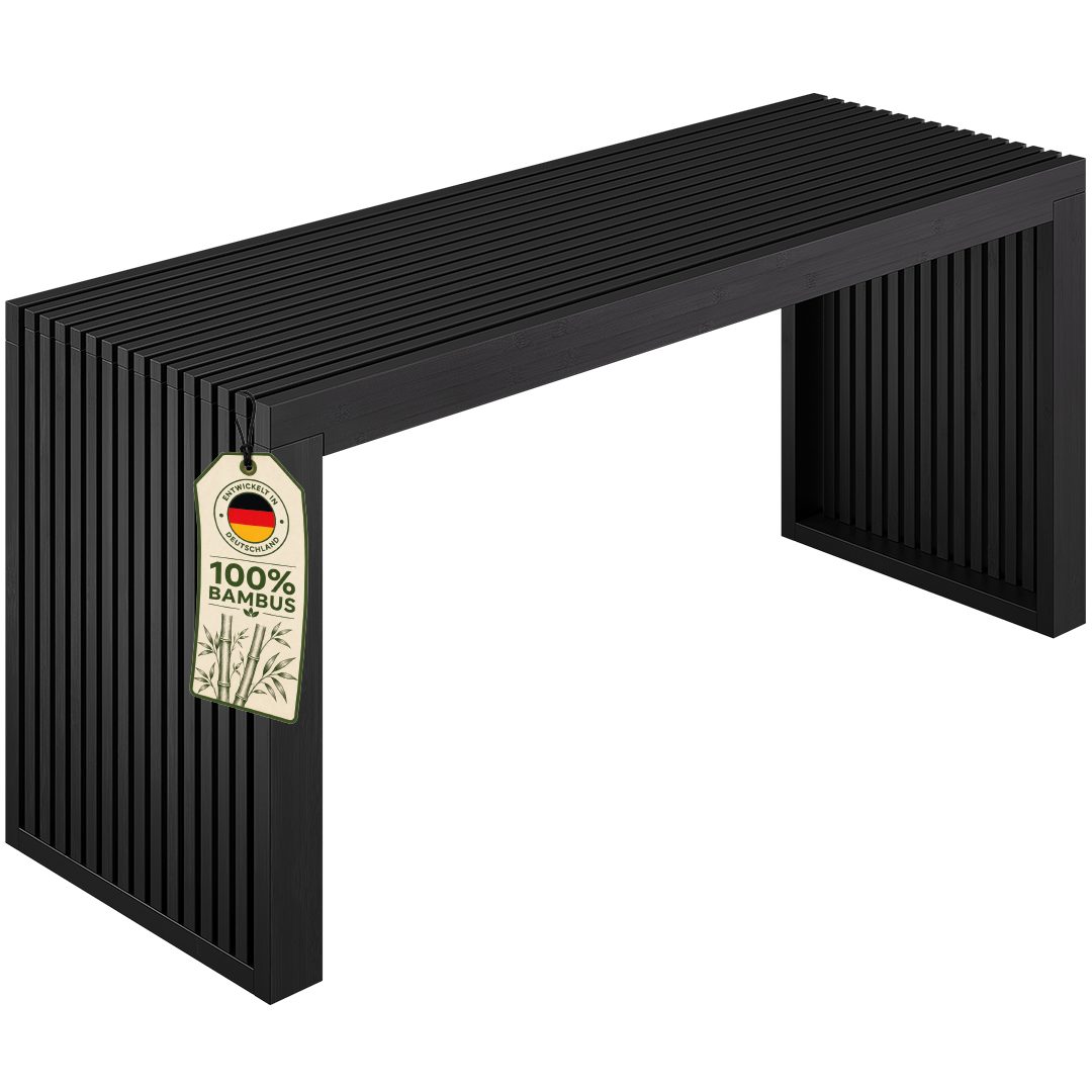 Bellamio Bank Sava aus Bambus (schwarz, bis 250 kg), für Schlafzimmer/Esszimmer/Flur, Sitzbank ohne Lehne 45x33x100 cm
