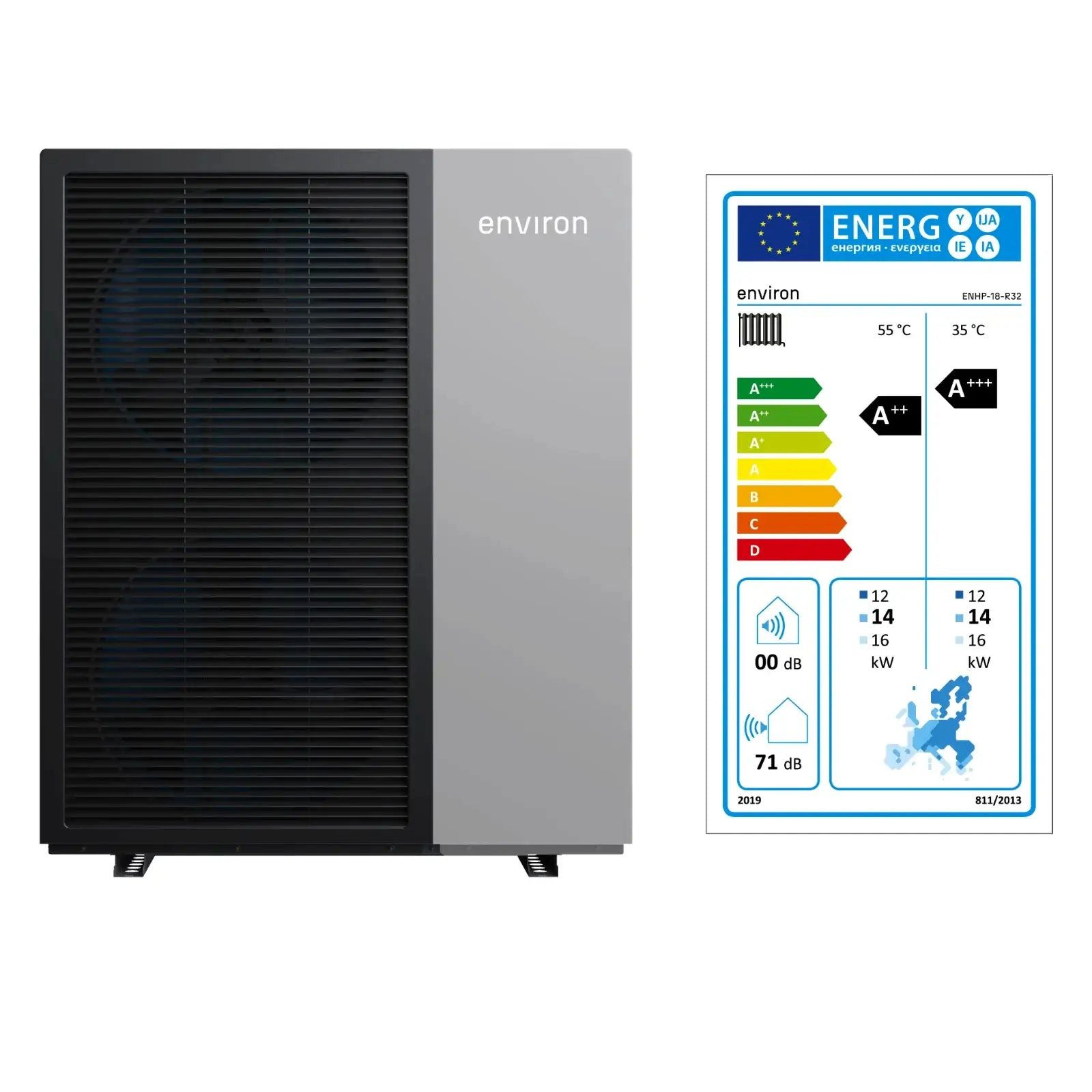 Environ Luftwärmepumpe A+++ environ EcoHeat Monoblock Wärmepumpe 6 bis 24 kW wählbar - 18 kW