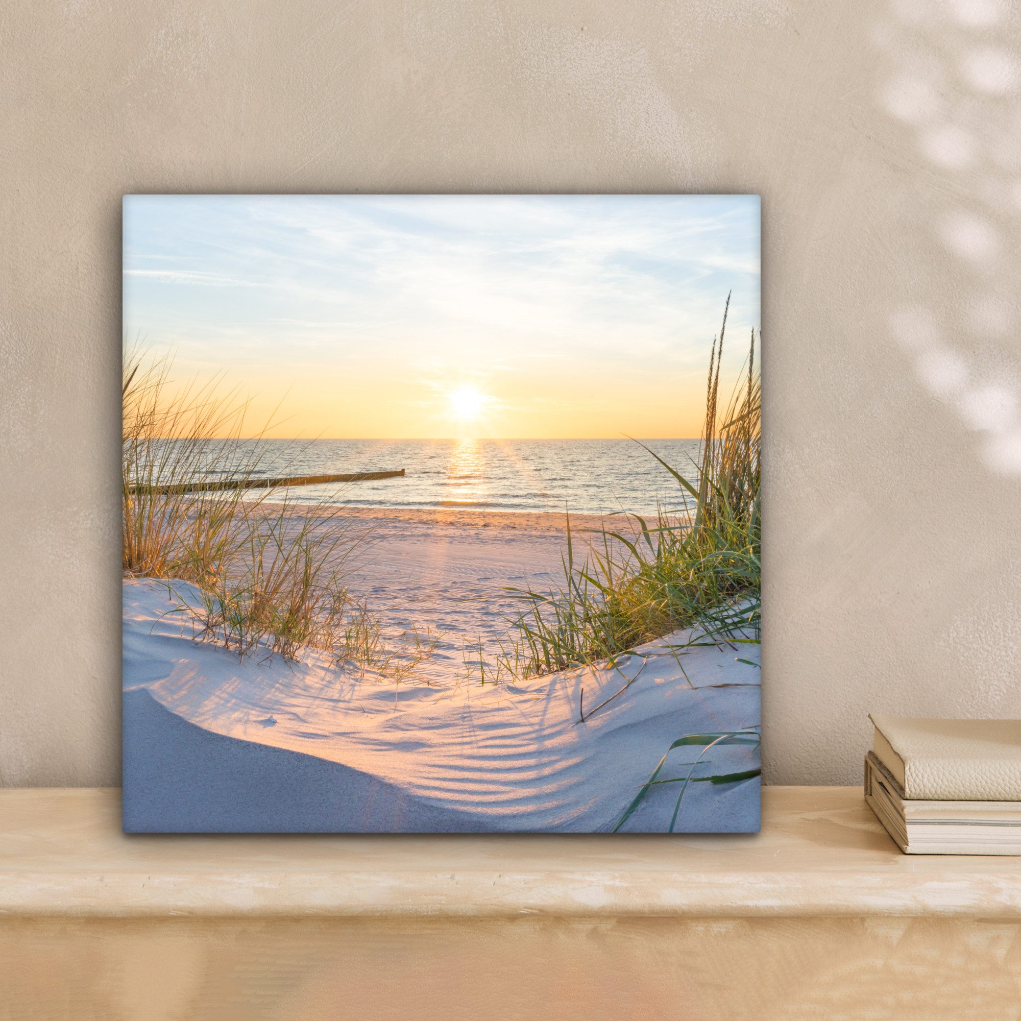 OneMillionCanvasses® Leinwandbild Strand - Sonne - Düne - Gras - Sand - Hor günstig online kaufen