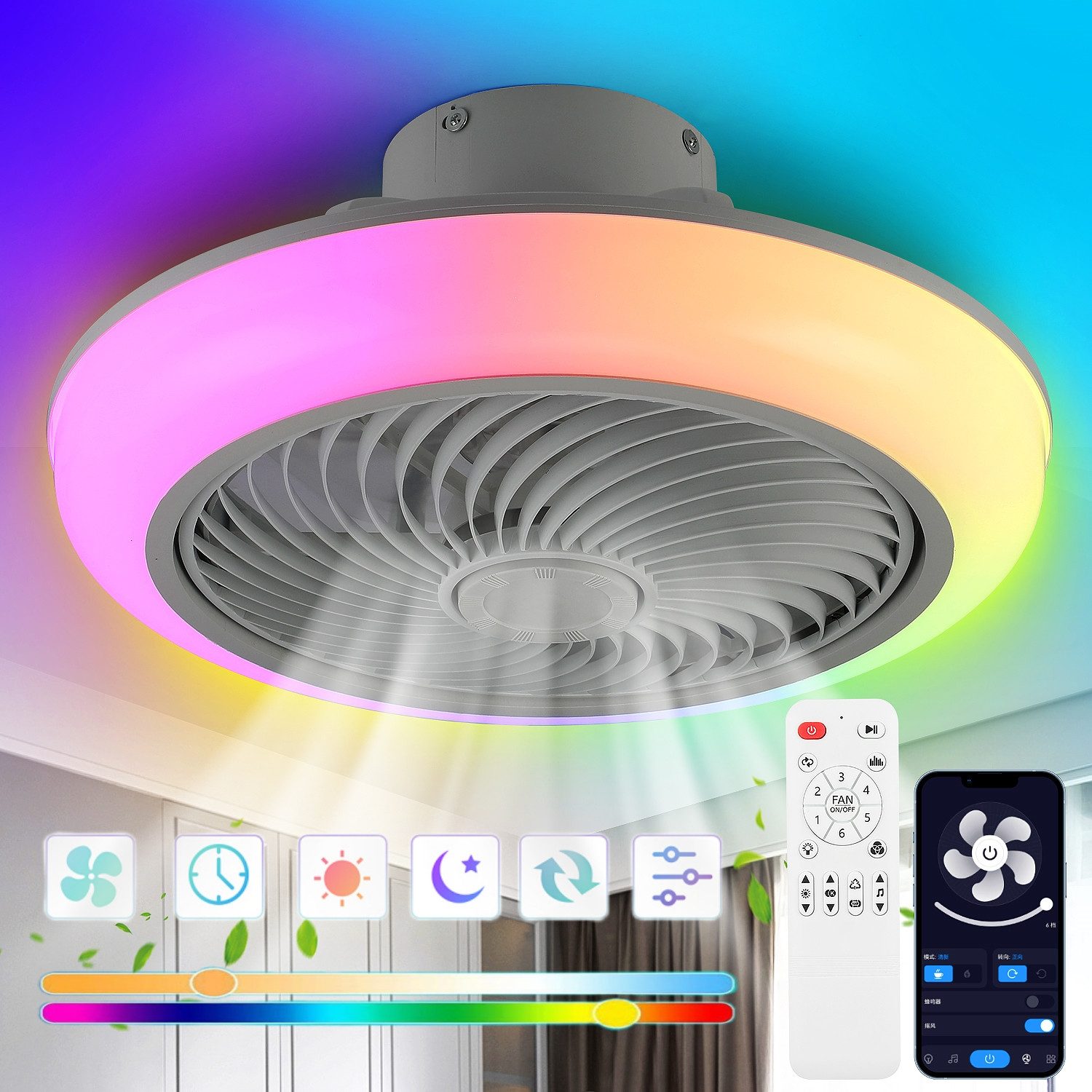 LETGOSPT Deckenleuchte 50W Deckenlampe RGB Farbwechsel günstig online kaufen