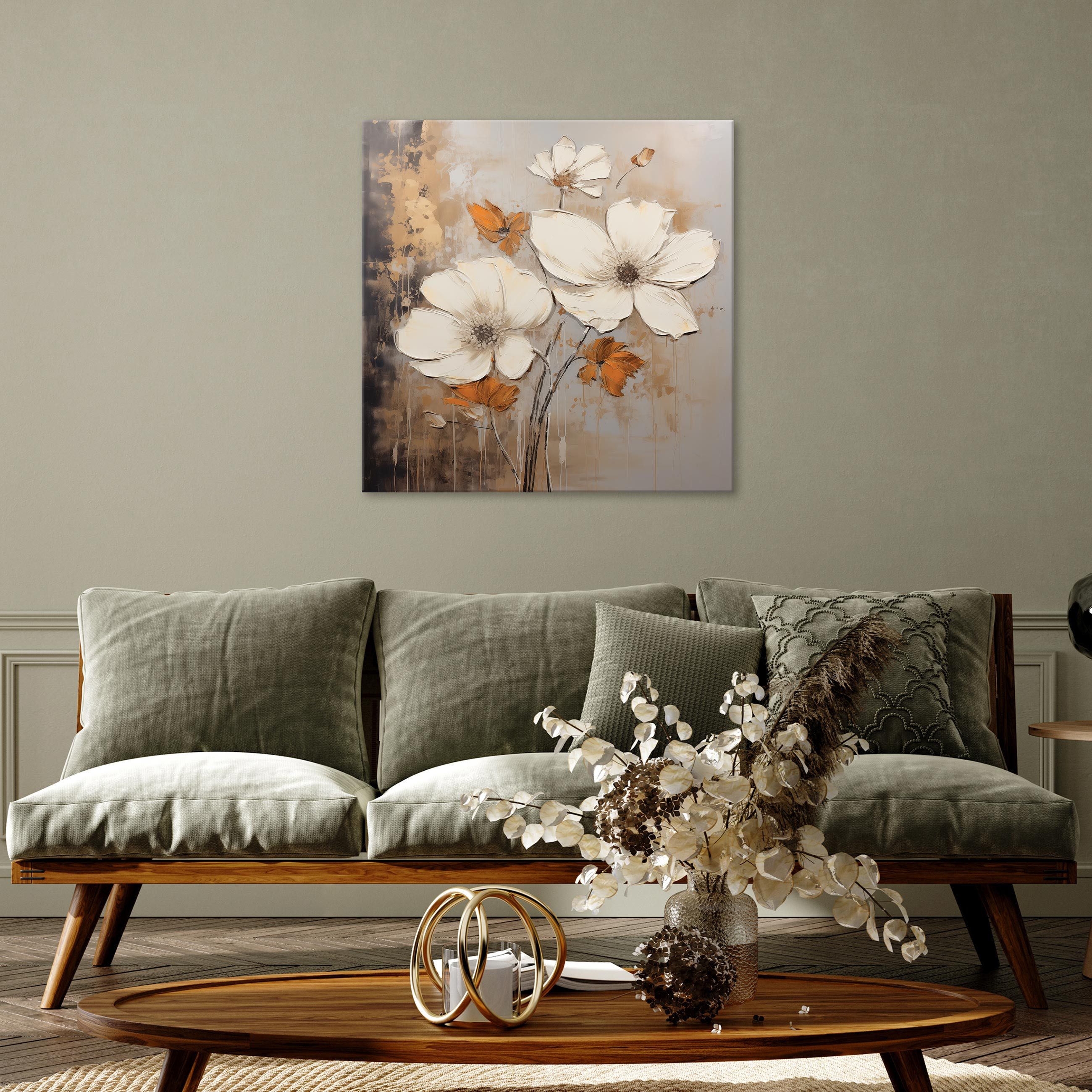Wallarena Leinwandbild Blumen Gold Abstrakt Kunst Wandbild XXL Leinwandbild günstig online kaufen