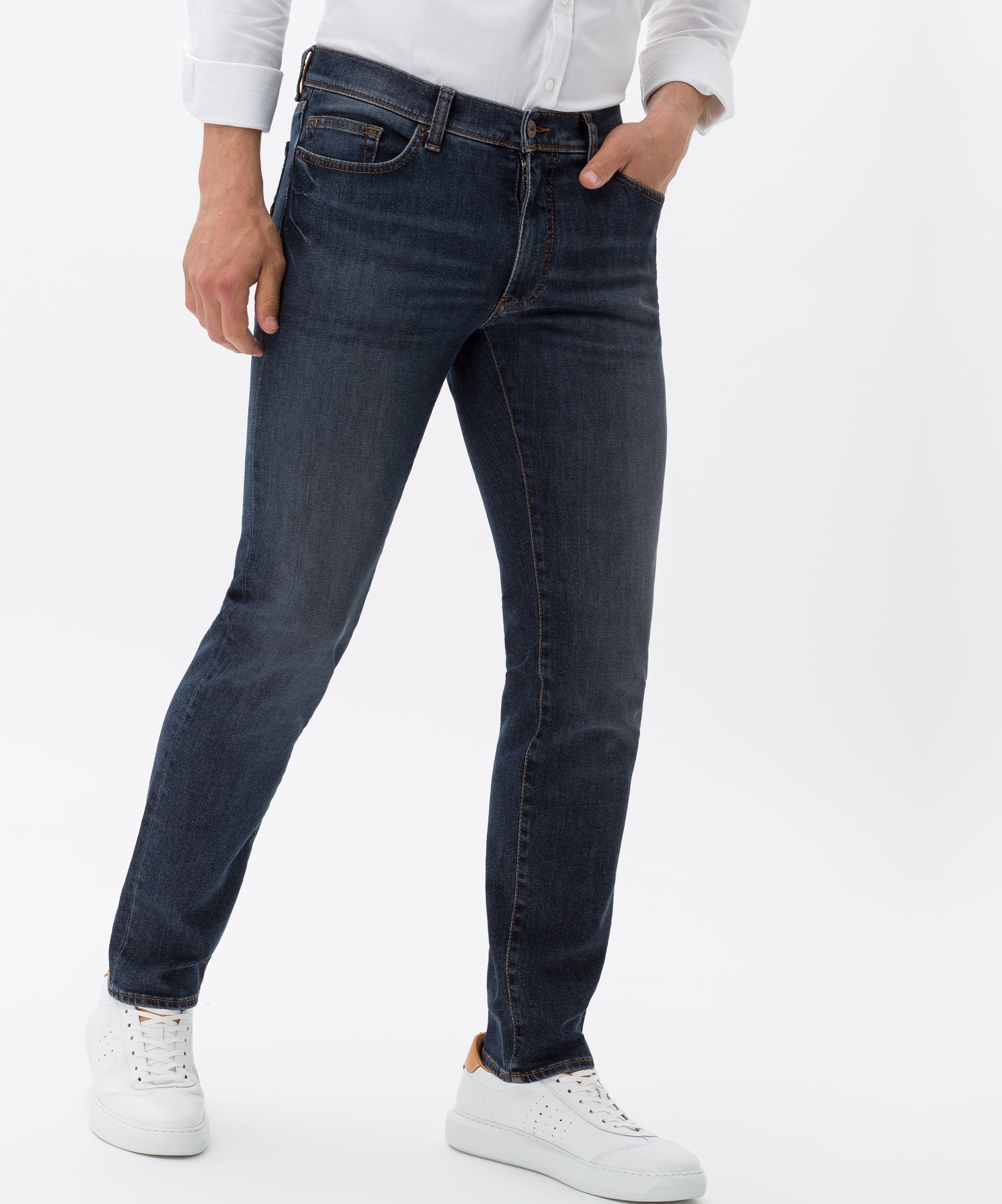 5-Pocket-Jeans Blue Used Denim Dark Brax Organic Cadiz Flex