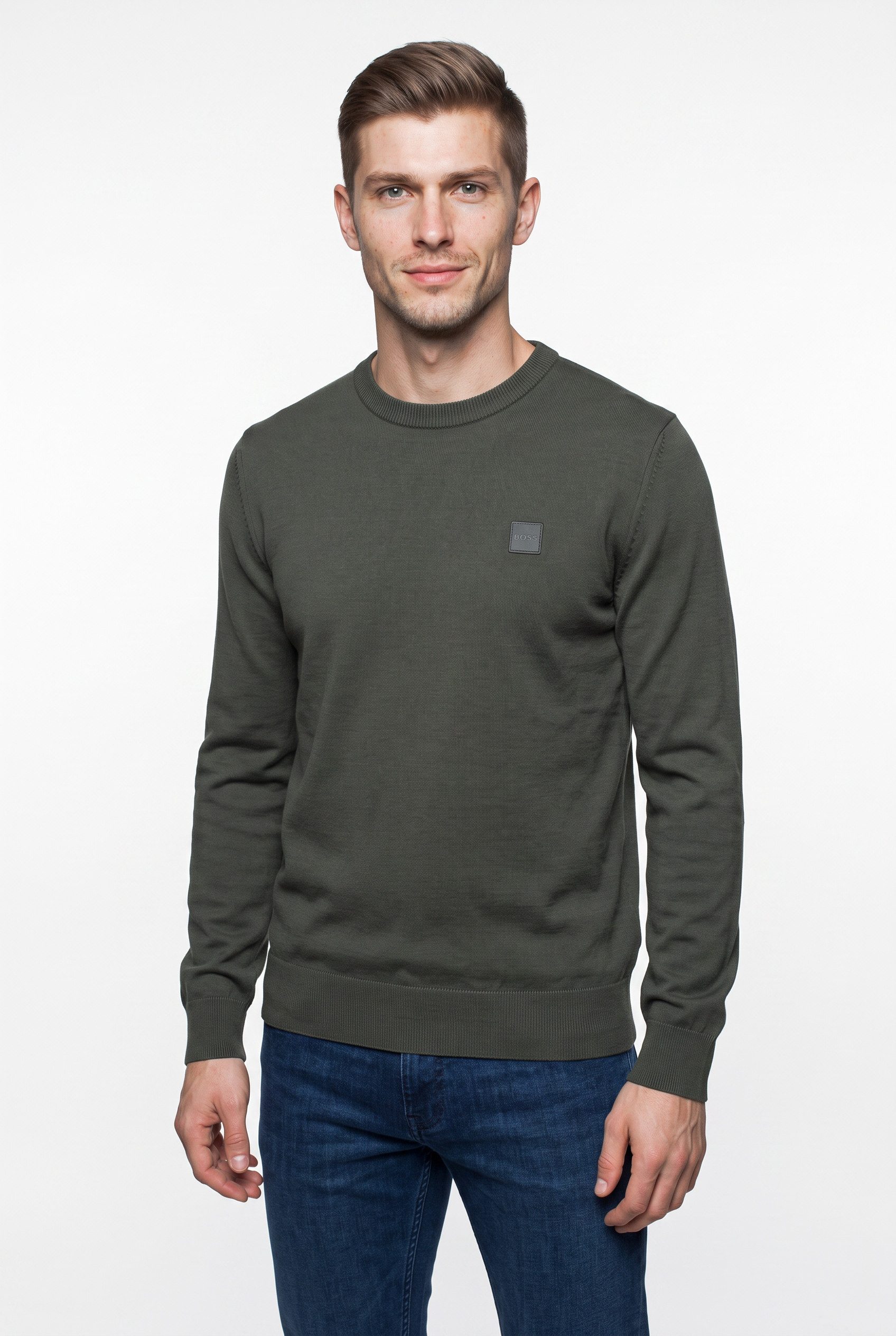 BOSS ORANGE Strickpullover Kanovano Cotton Cashmere mit Rundhalsausschnitt